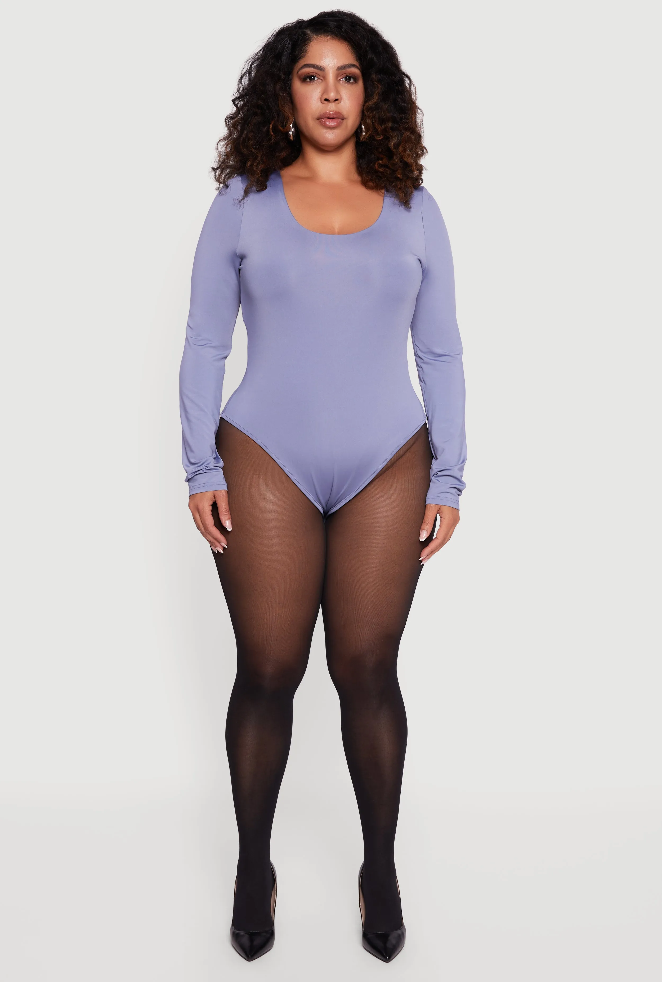 Plus Size Long Sleeve Scoop Neck Bodysuit sold by Rainbow product image thumbnail 3