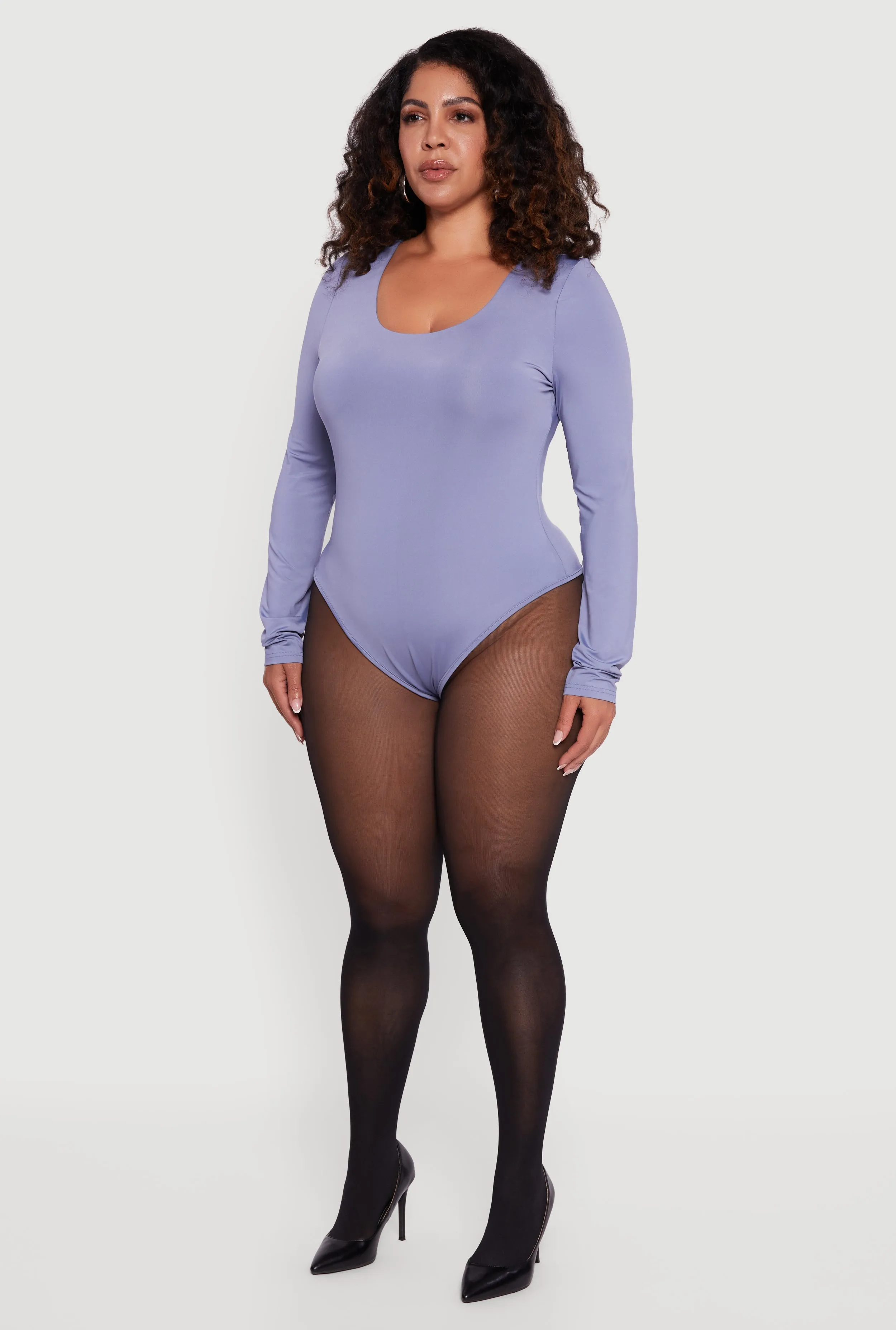 Plus Size Long Sleeve Scoop Neck Bodysuit sold by Rainbow product image thumbnail 5