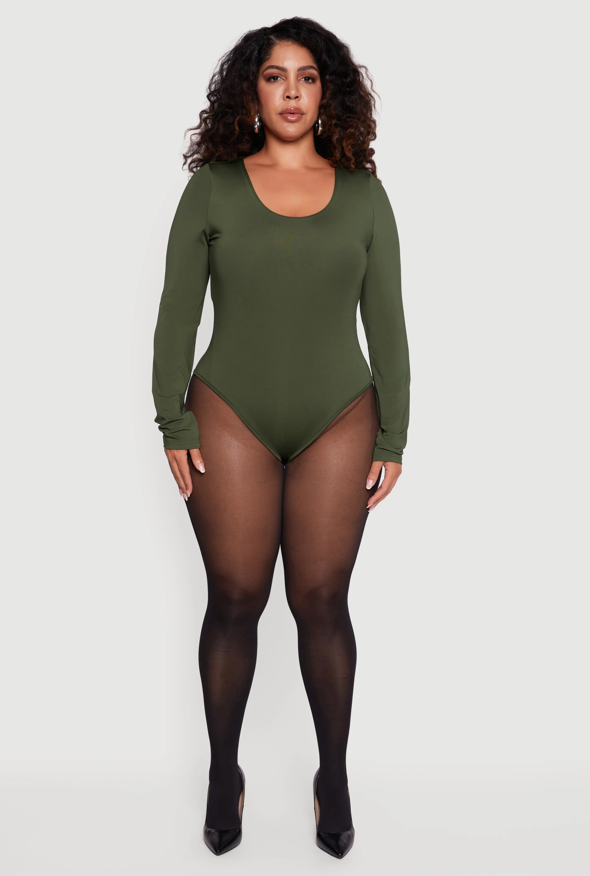 Plus Size Long Sleeve Scoop Neck Bodysuit sold by Rainbow product image thumbnail 3