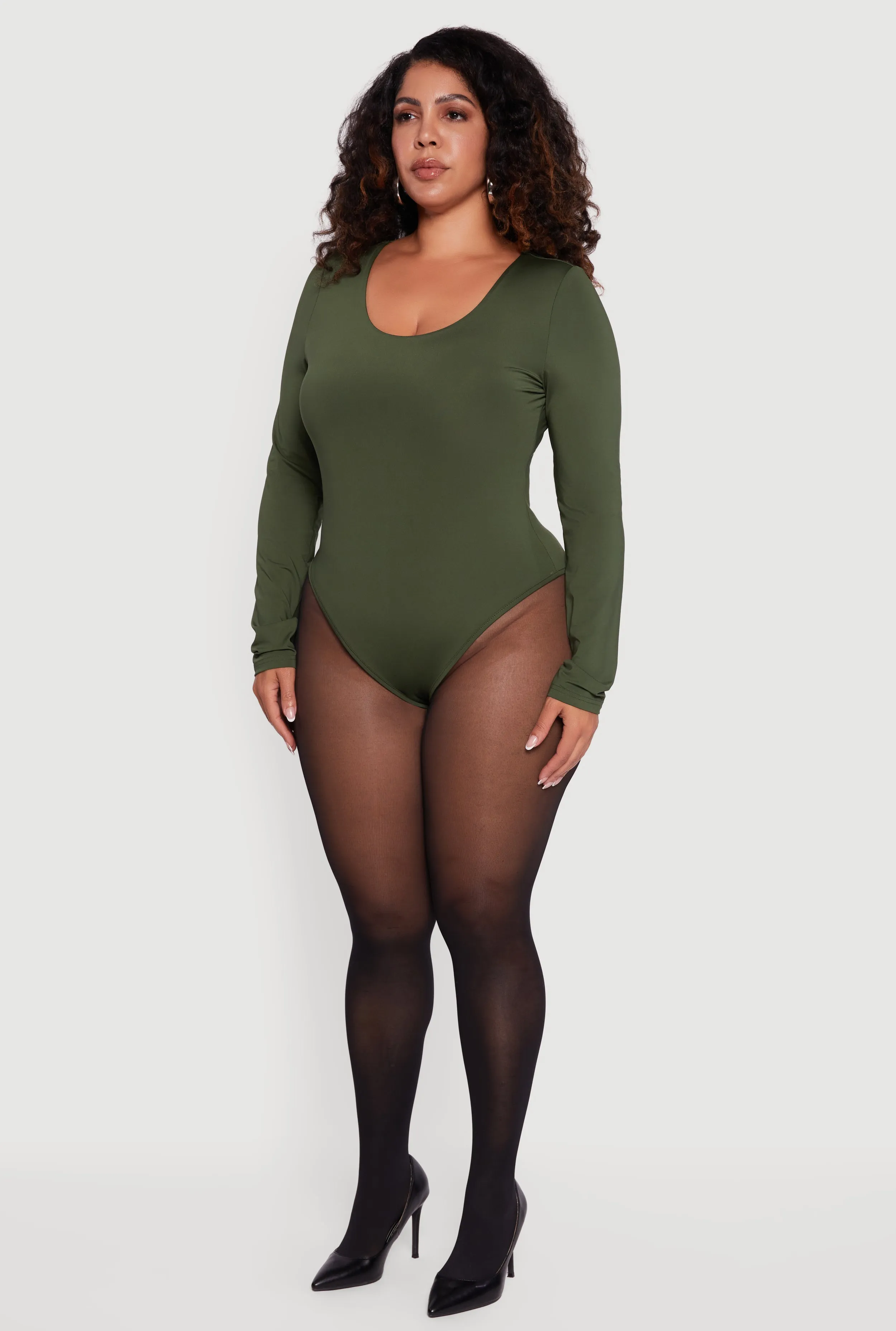 Plus Size Long Sleeve Scoop Neck Bodysuit sold by Rainbow product image thumbnail 5