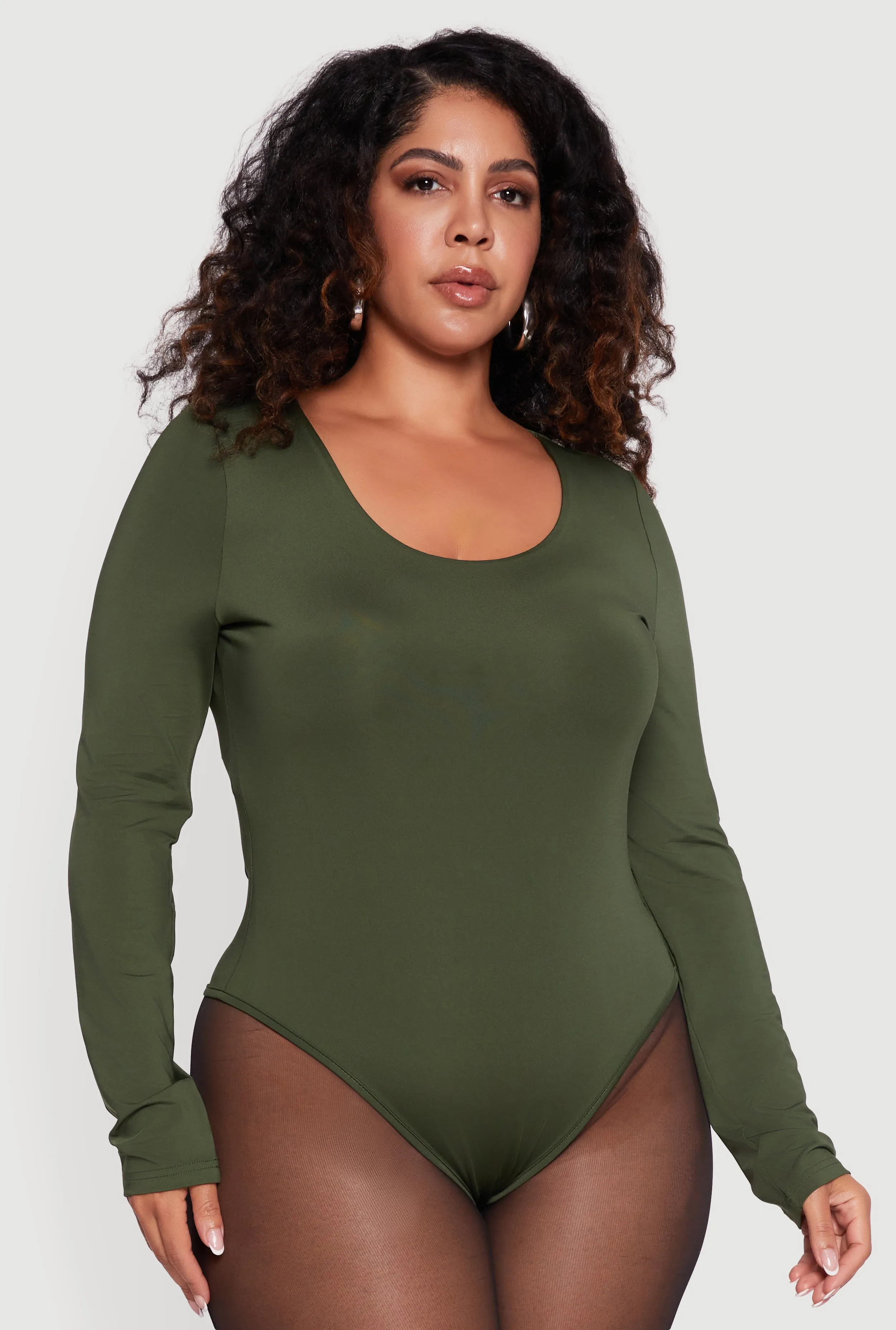 Plus Size Long Sleeve Scoop Neck Bodysuit sold by Rainbow product image thumbnail 2