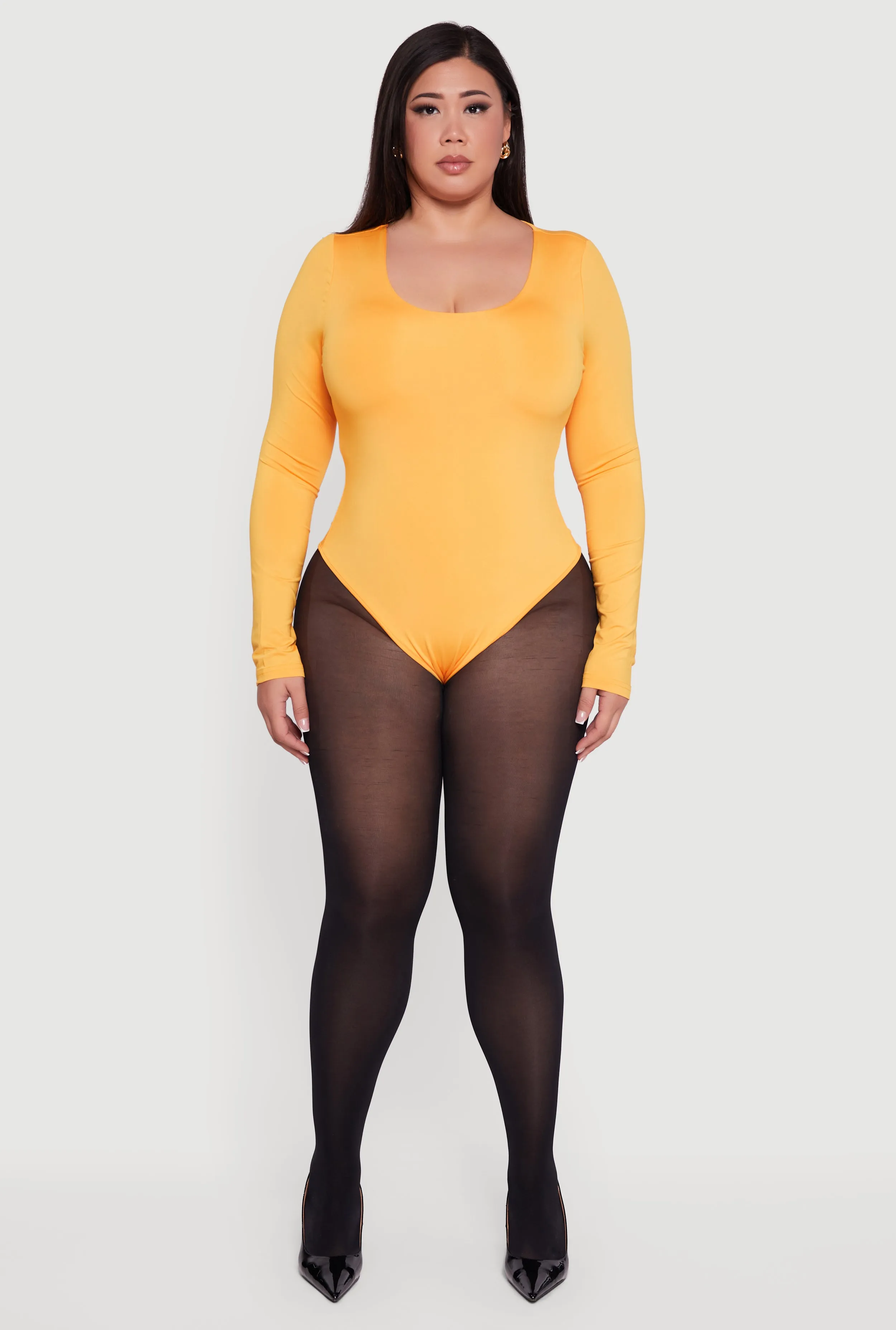 Plus Size Long Sleeve Scoop Neck Bodysuit sold by Rainbow product image thumbnail 3