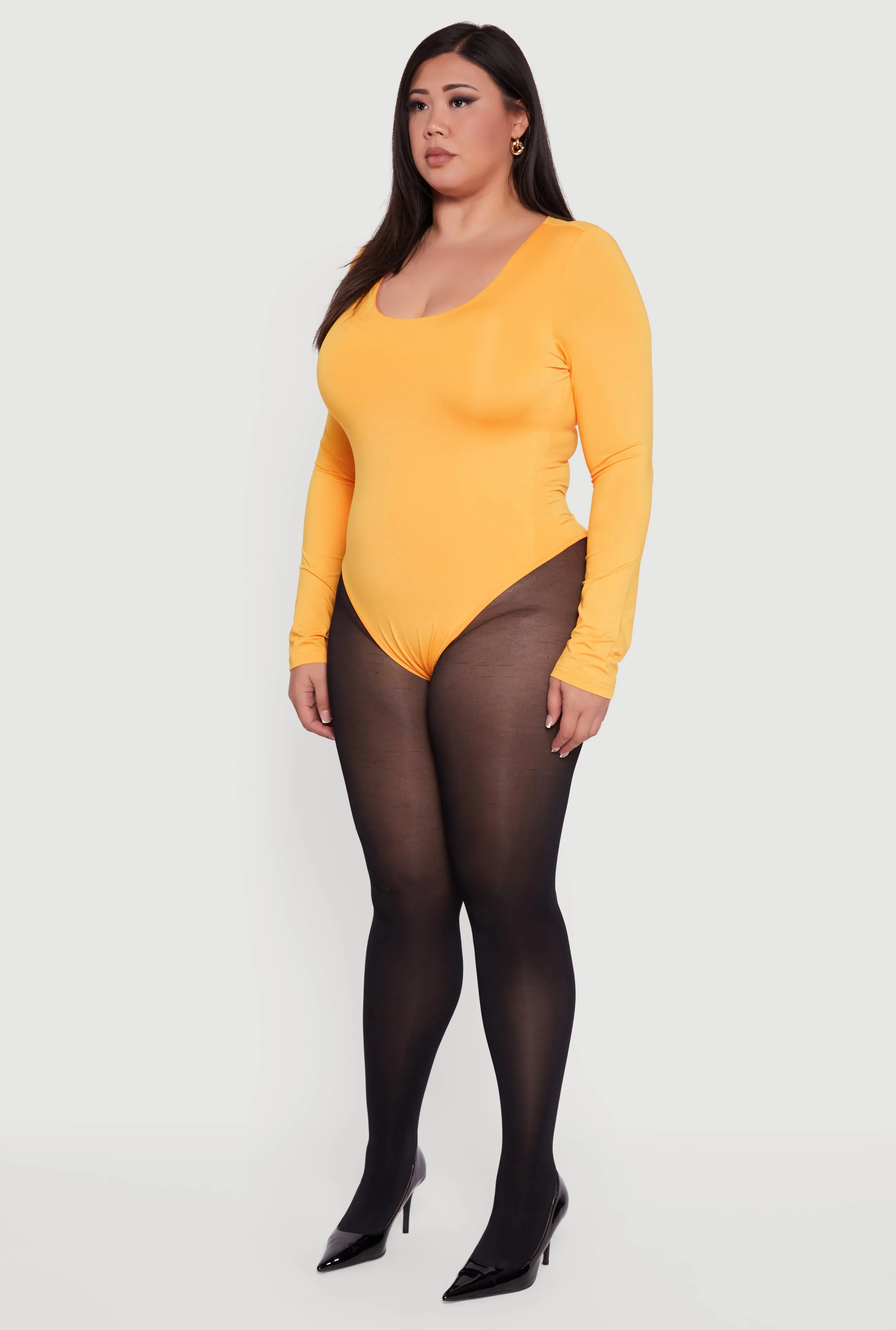 Plus Size Long Sleeve Scoop Neck Bodysuit sold by Rainbow product image thumbnail 5