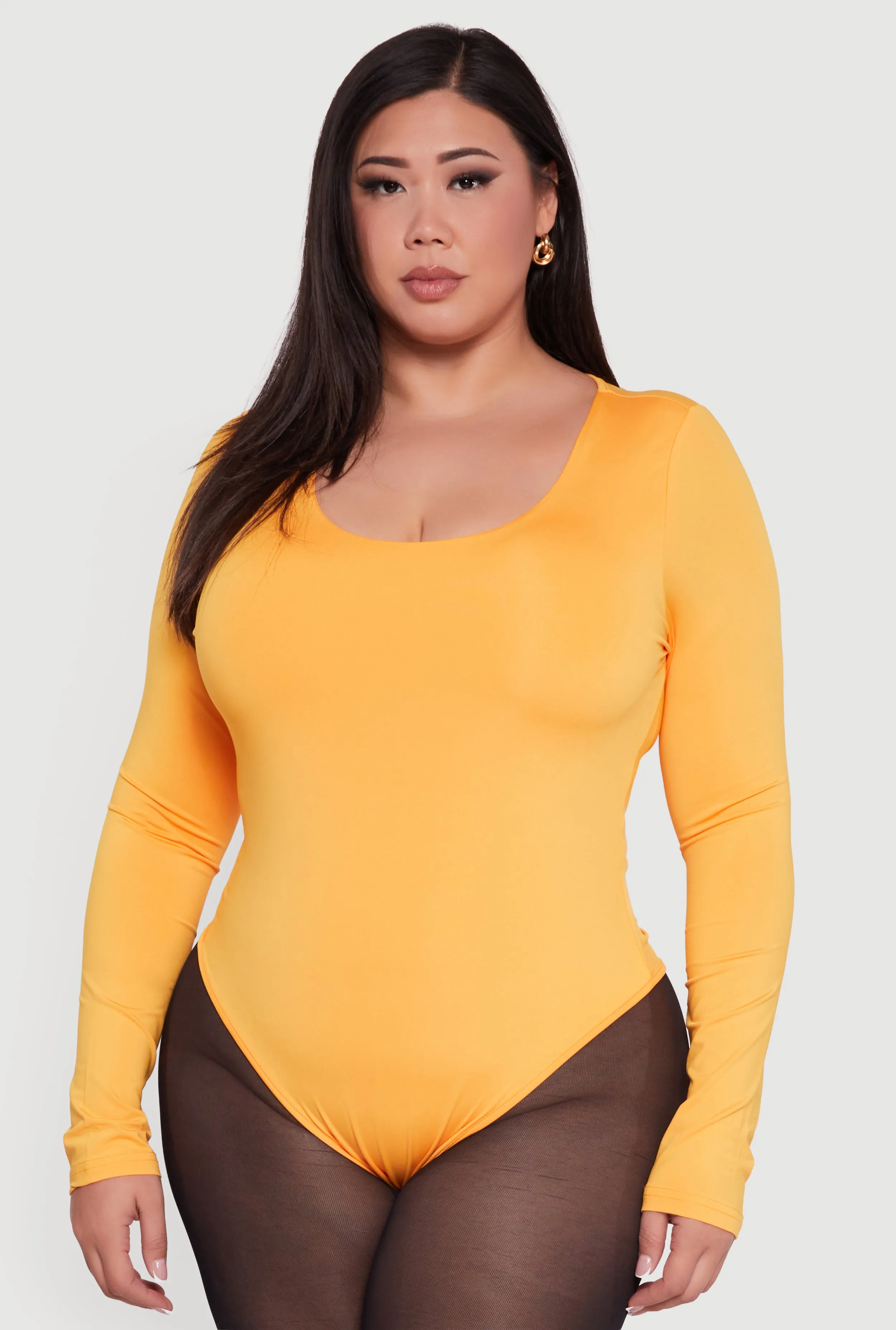 Plus Size Long Sleeve Scoop Neck Bodysuit sold by Rainbow product image thumbnail 2