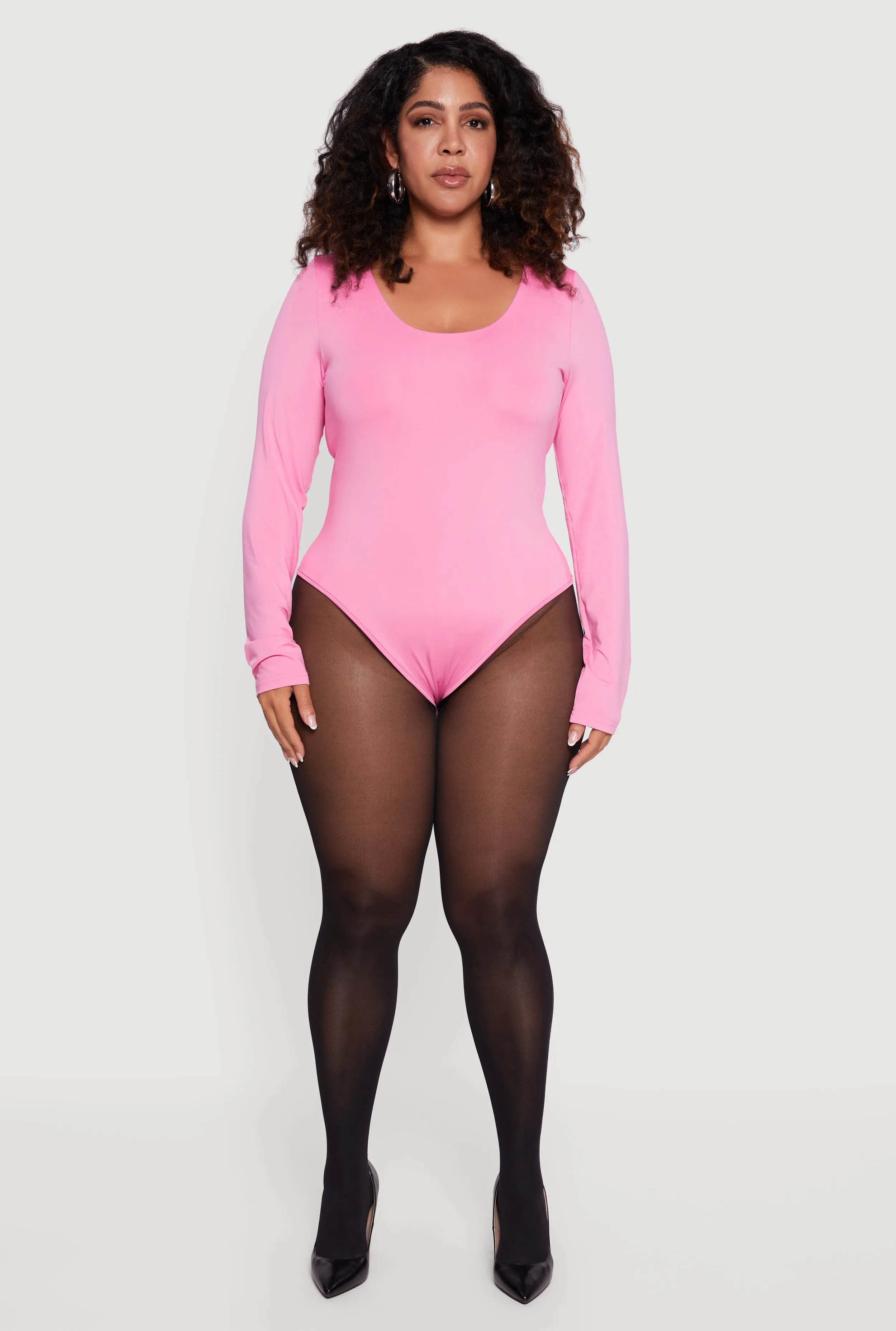 Plus Size Long Sleeve Scoop Neck Bodysuit sold by Rainbow product image thumbnail 3