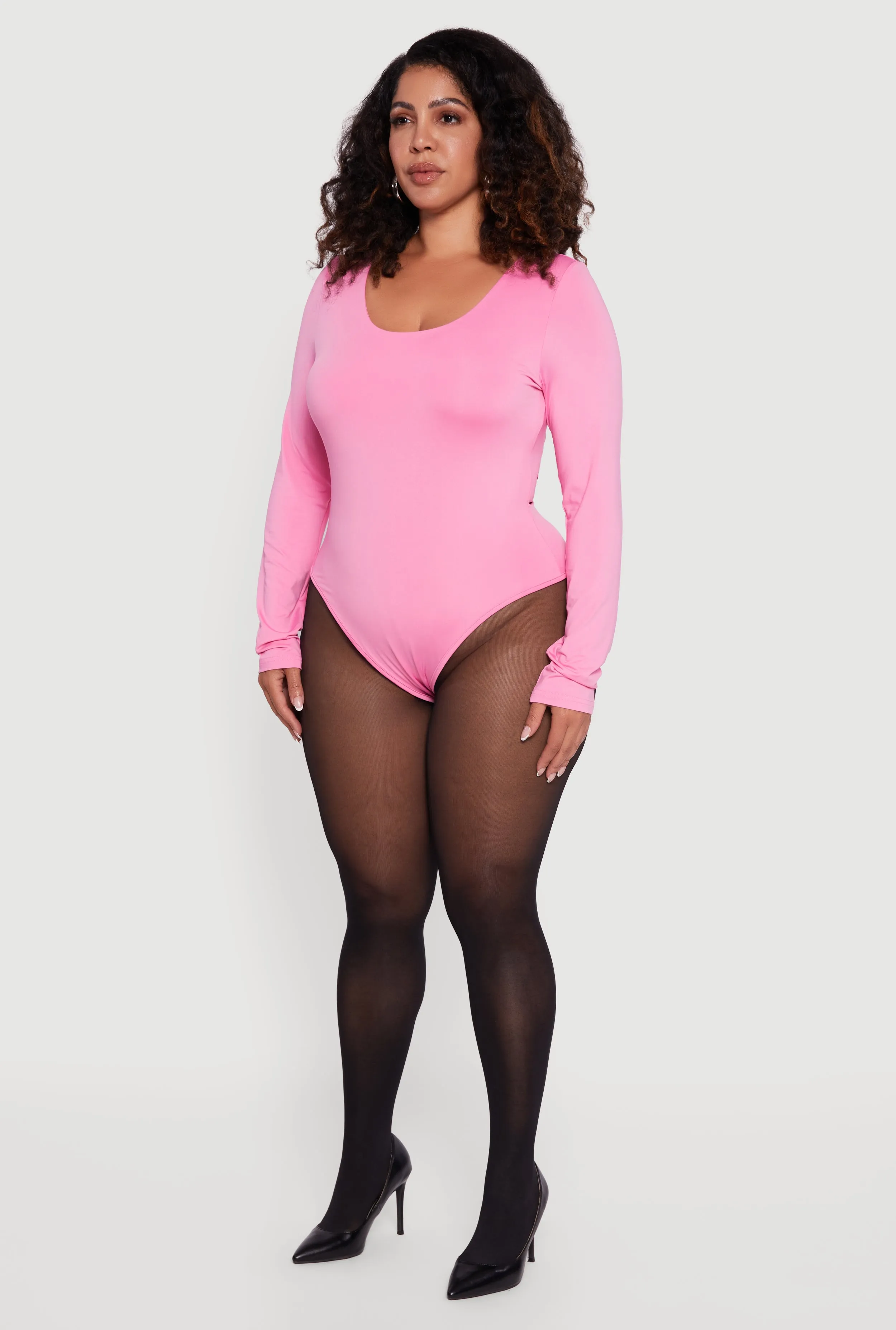Plus Size Long Sleeve Scoop Neck Bodysuit sold by Rainbow product image thumbnail 5