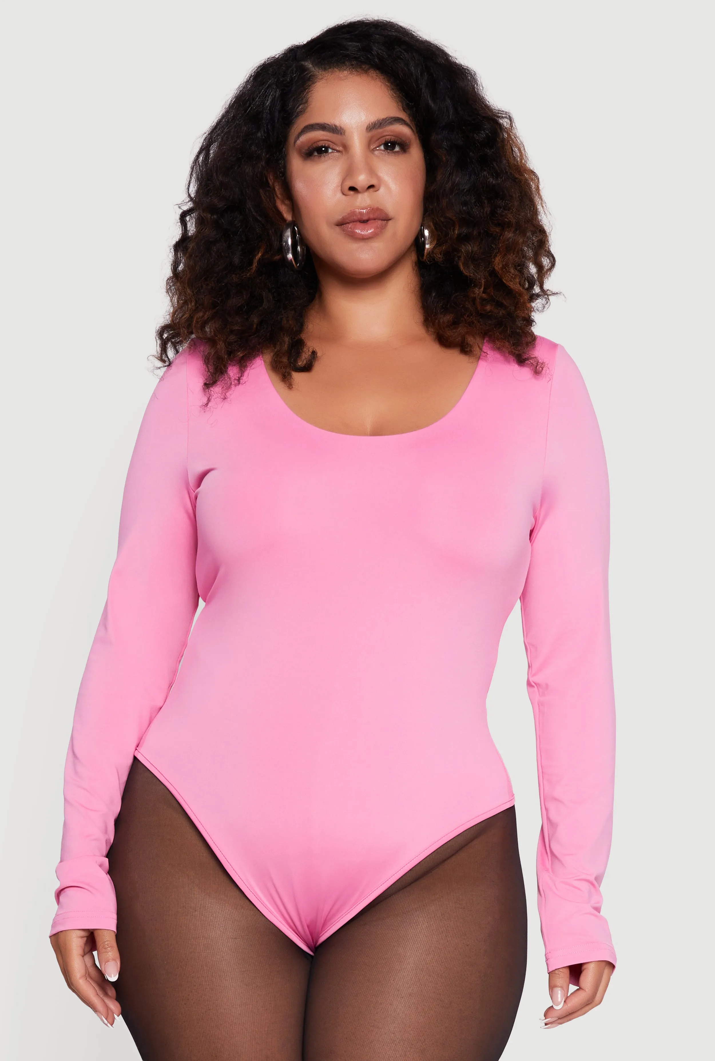 Plus Size Long Sleeve Scoop Neck Bodysuit sold by Rainbow product image thumbnail 2