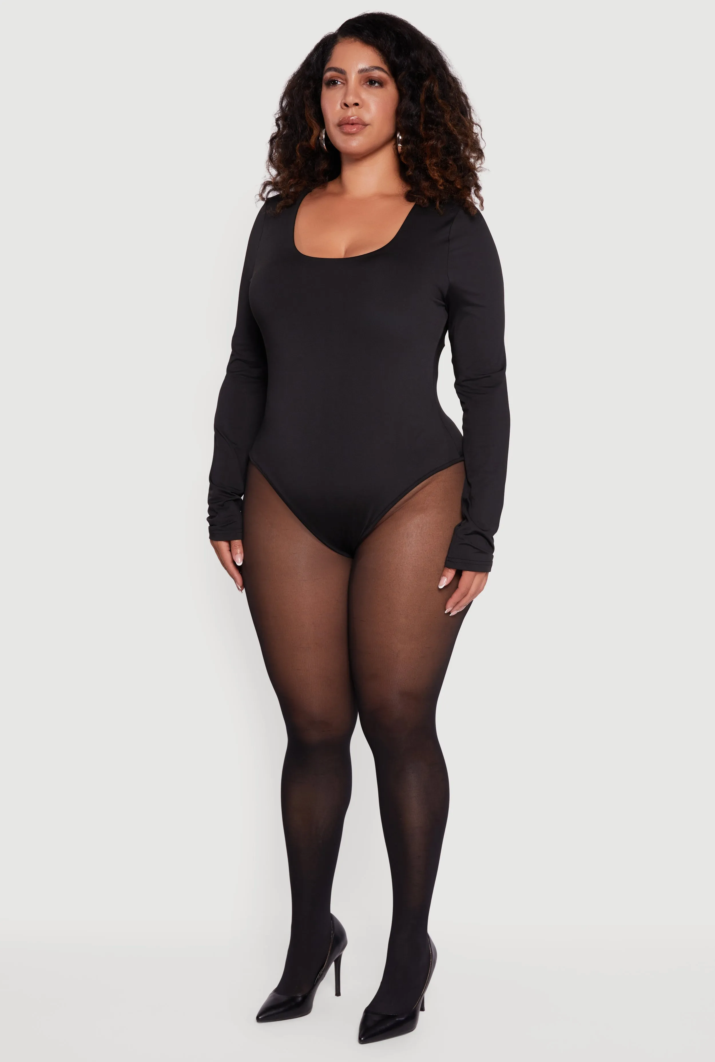 Plus Size Long Sleeve Scoop Neck Bodysuit sold by Rainbow product image thumbnail 5