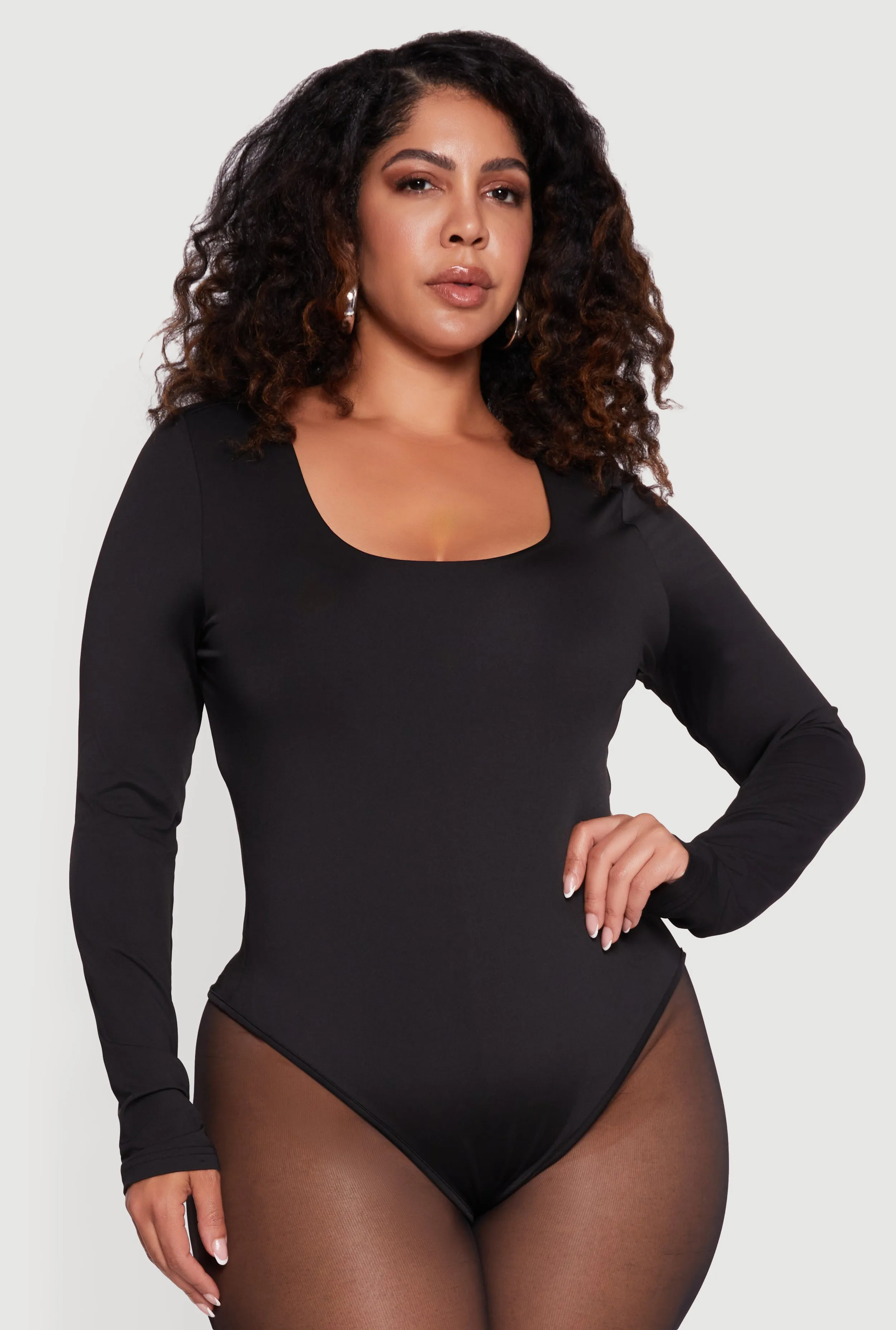 Plus Size Long Sleeve Scoop Neck Bodysuit sold by Rainbow product image thumbnail 2
