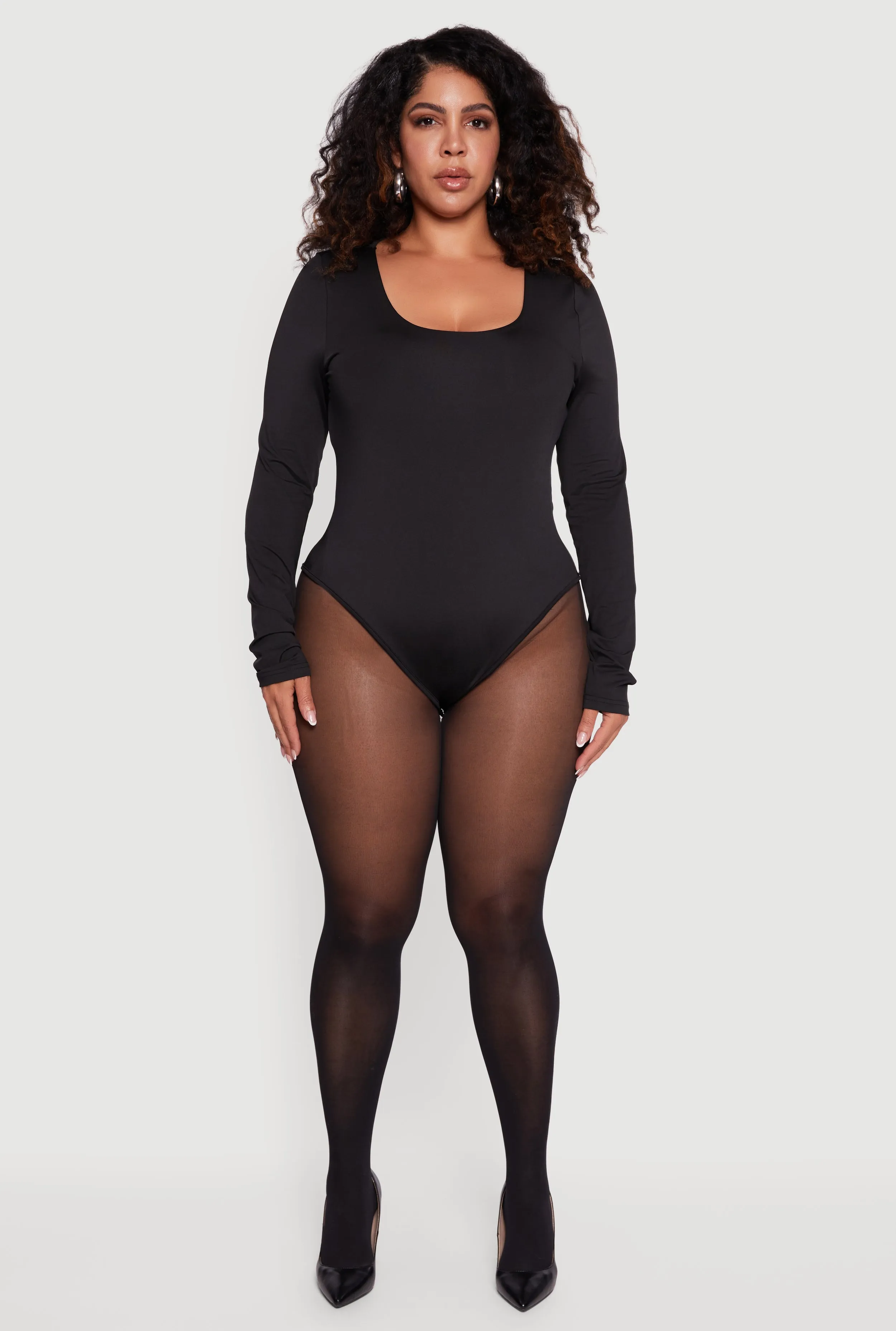Plus Size Long Sleeve Scoop Neck Bodysuit sold by Rainbow product image thumbnail 3