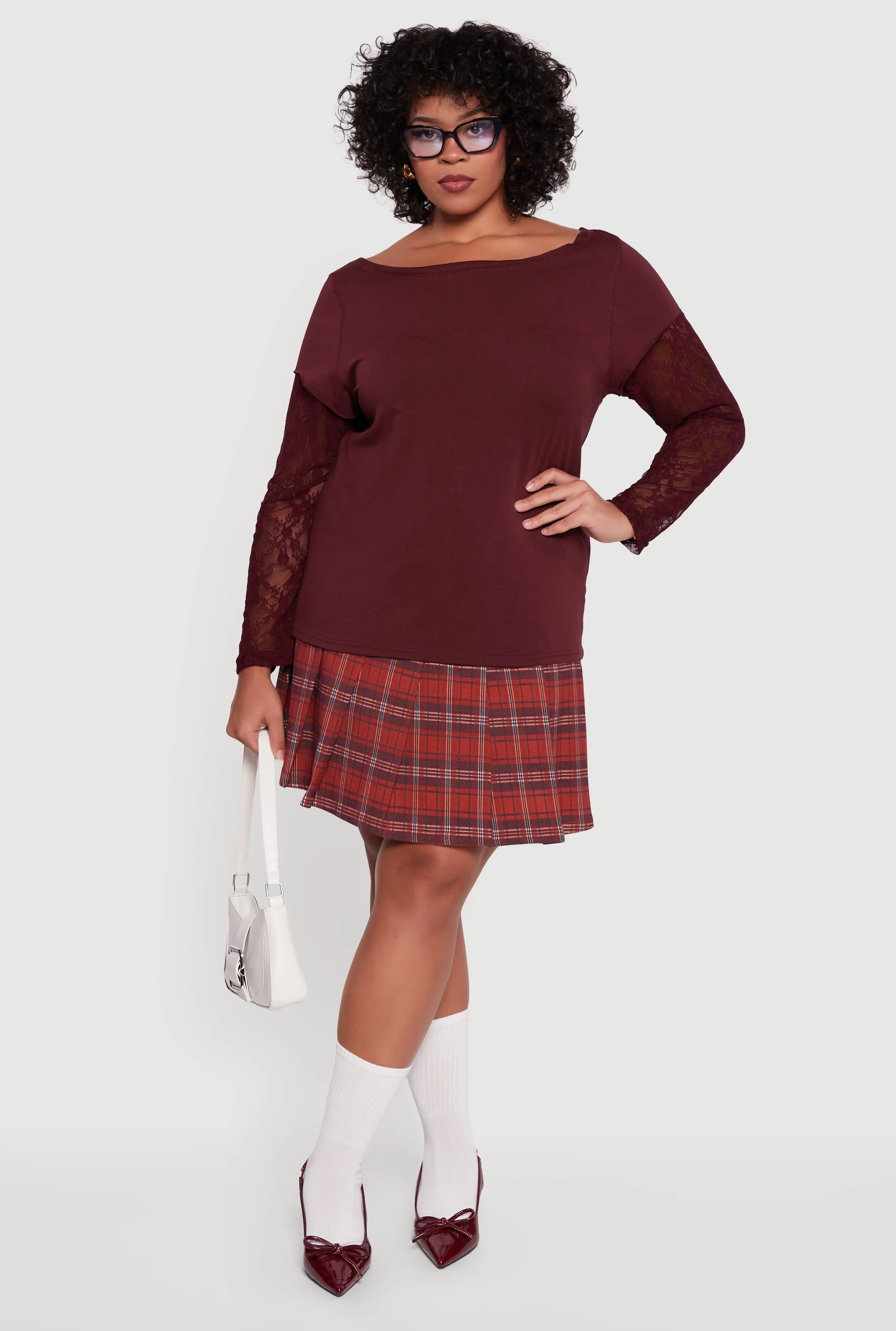 Plus Size Lace Long Sleeve Top sold by Rainbow