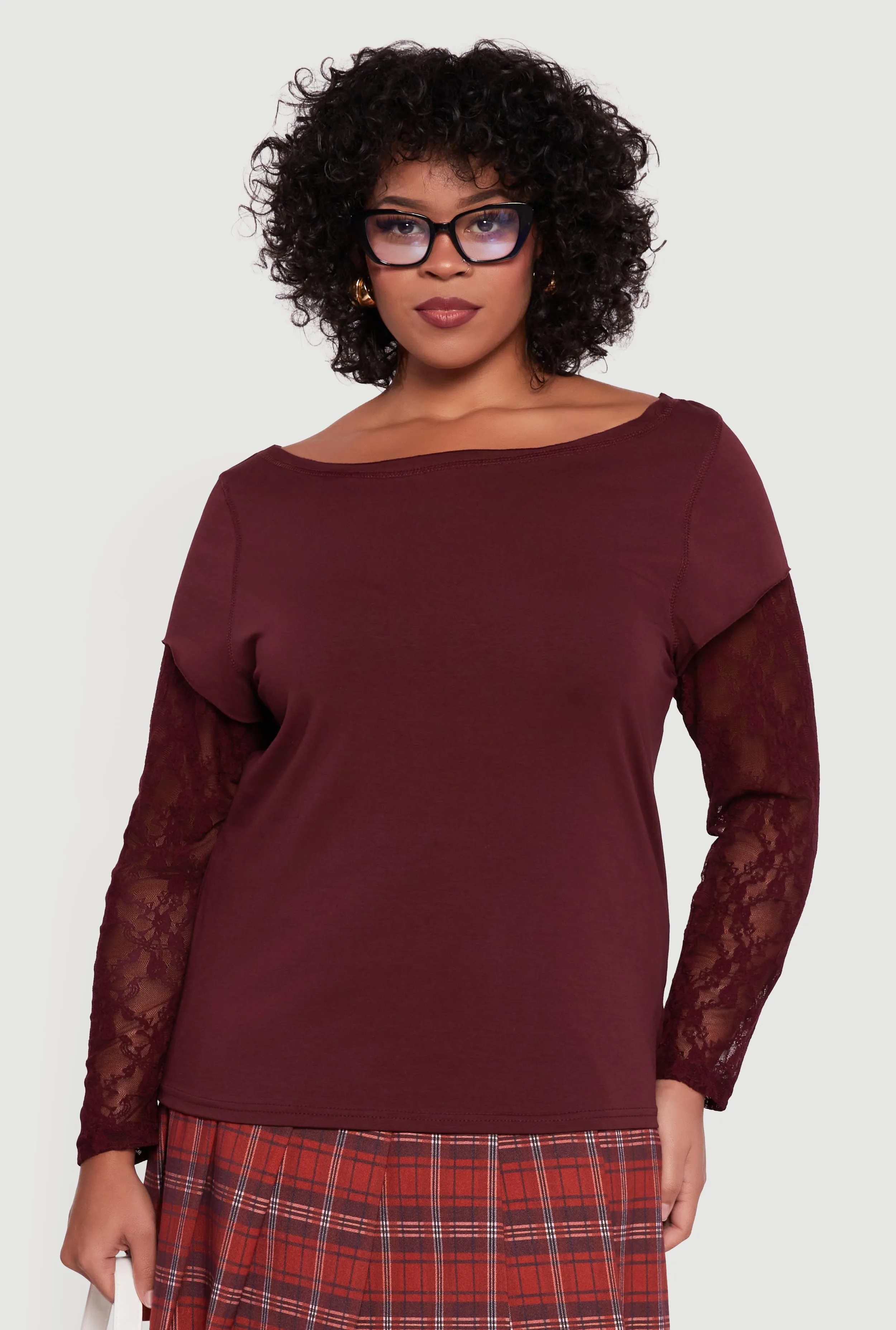 Plus Size Lace Long Sleeve Top sold by Rainbow product image thumbnail 2
