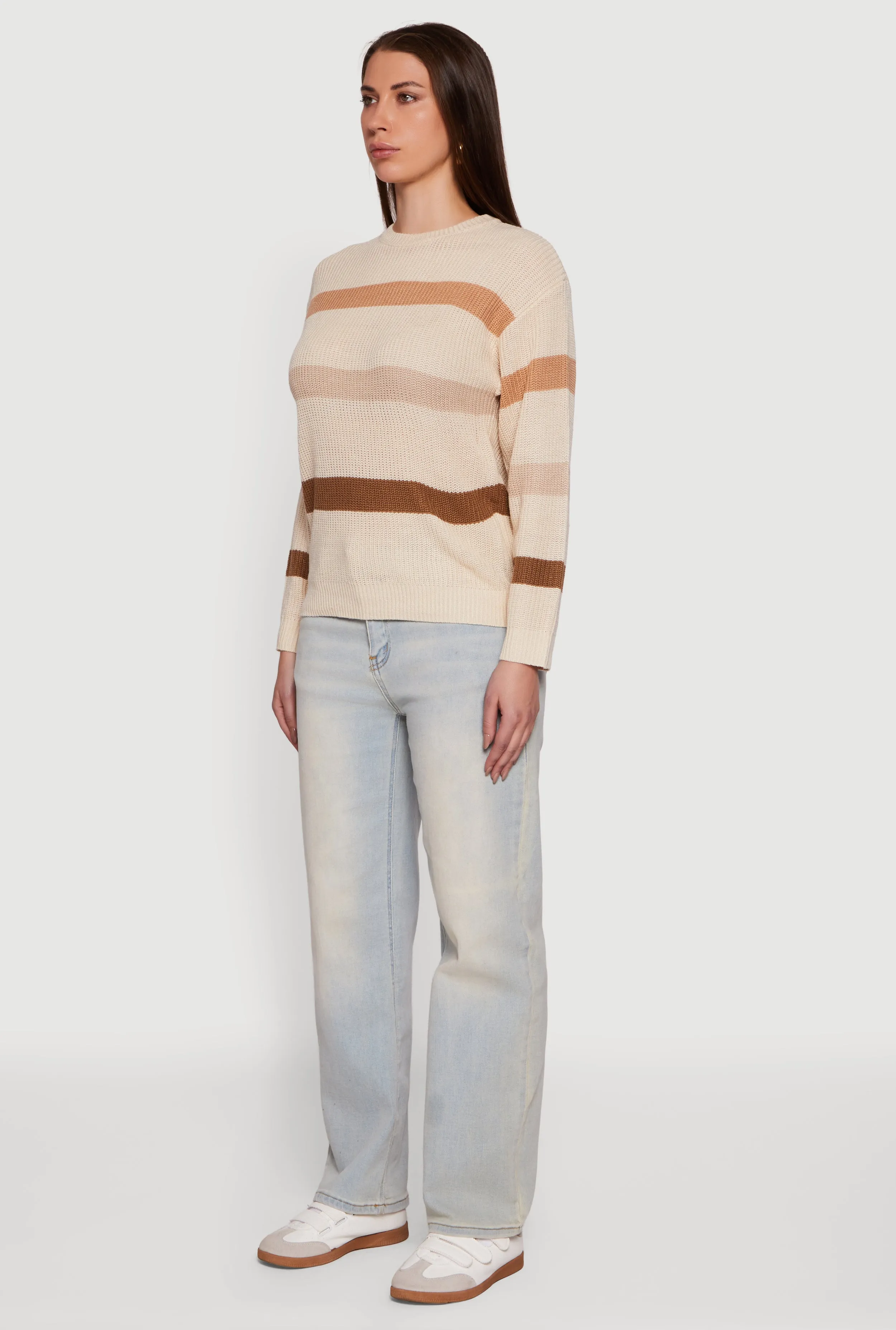 Striped Long Sleeve Crew Neck Sweater sold by Rainbow product image thumbnail 5