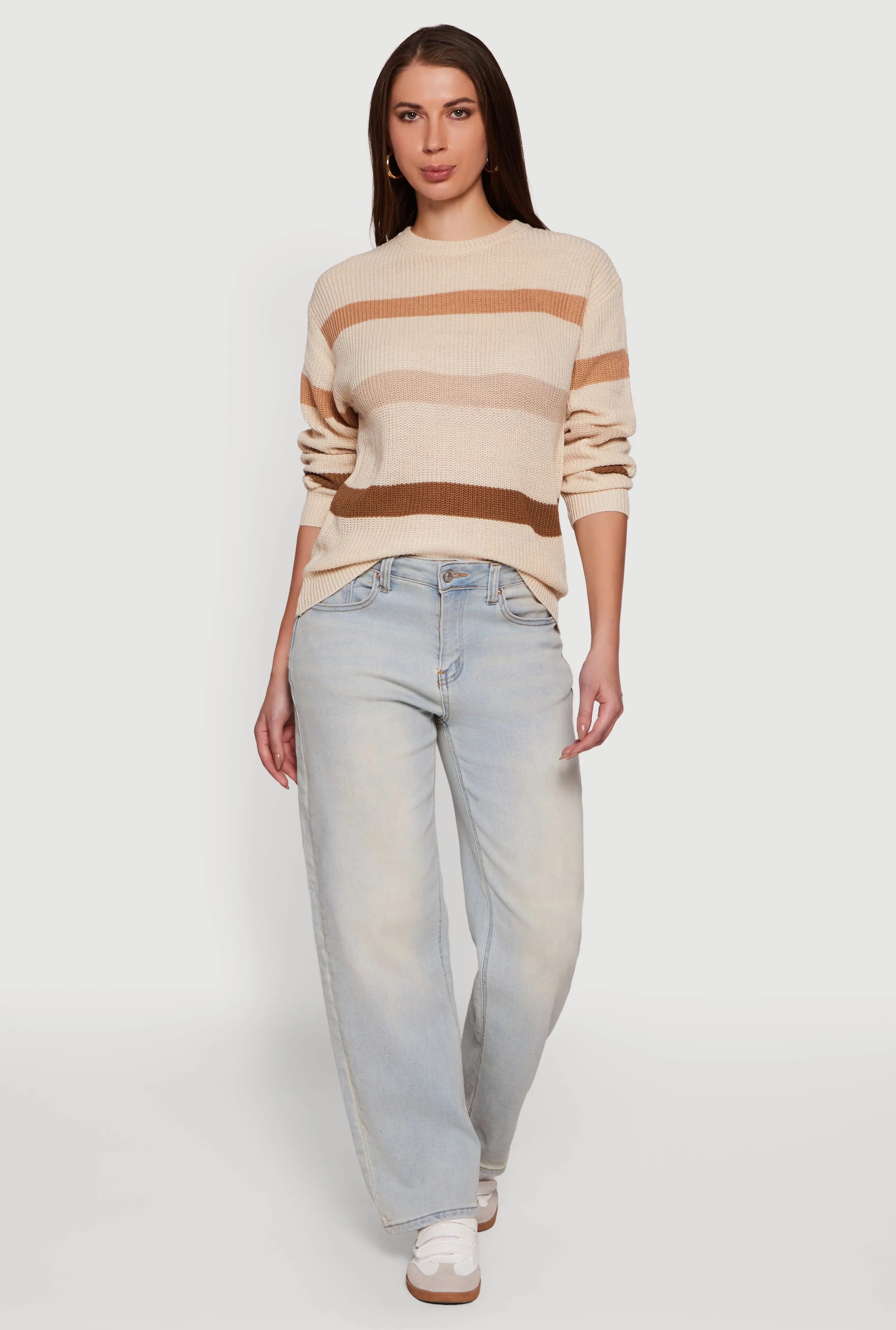 Striped Long Sleeve Crew Neck Sweater sold by Rainbow product image thumbnail 3