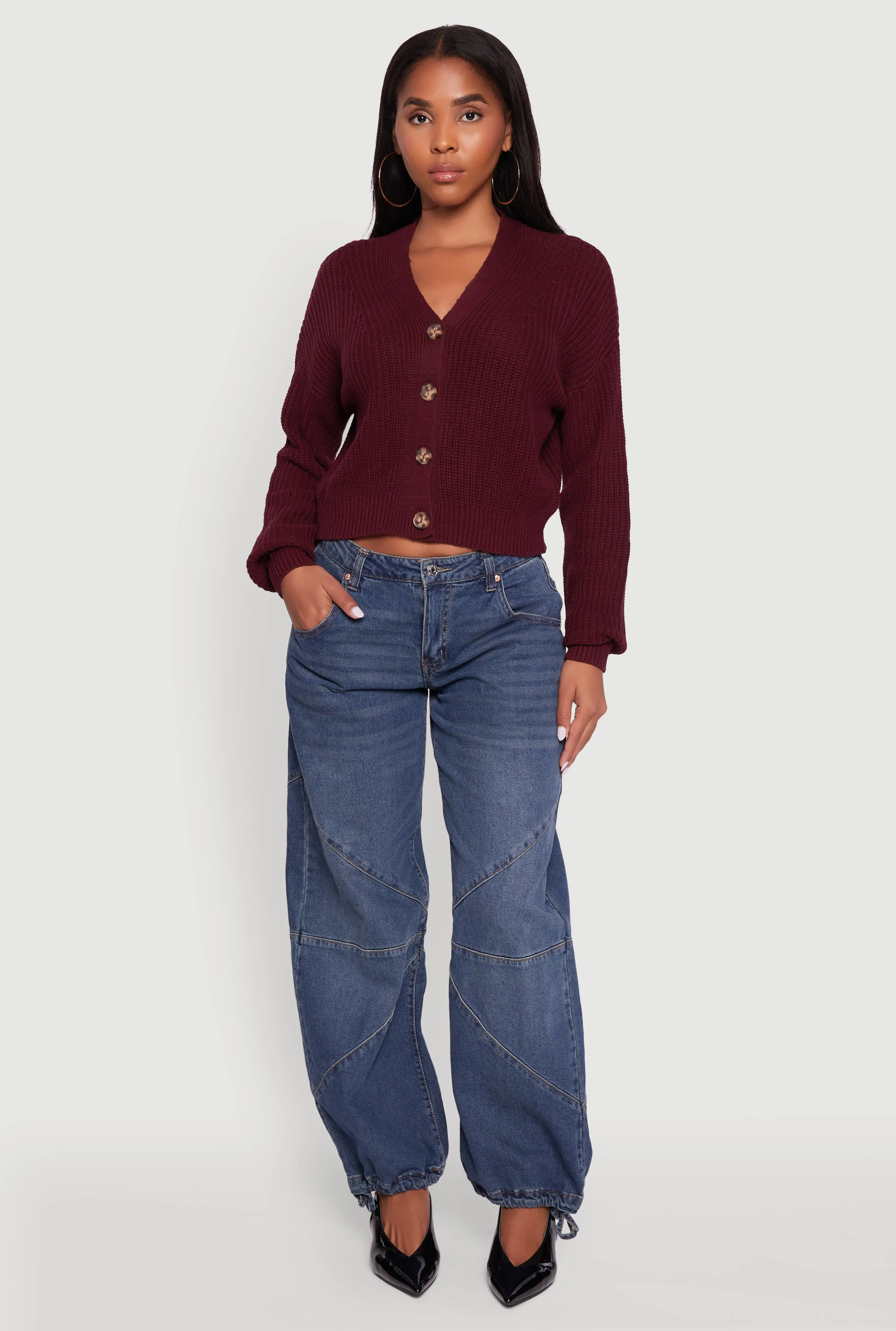 Dalia Classic V-Neck Button Front Cardigan sold by Rainbow product image thumbnail 3