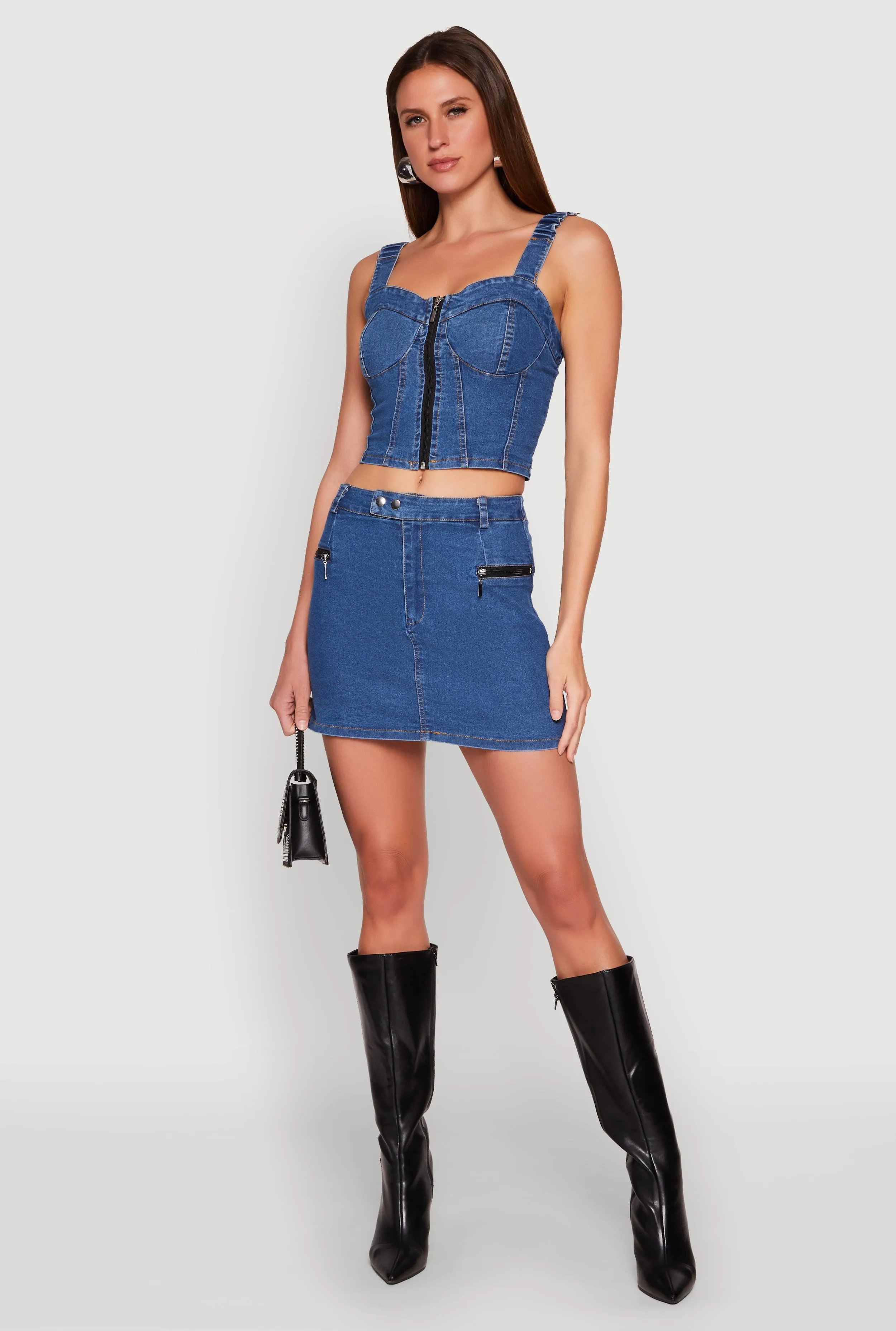 Freya Zip Detail Mini Denim Skirt sold by Rainbow product image thumbnail 2