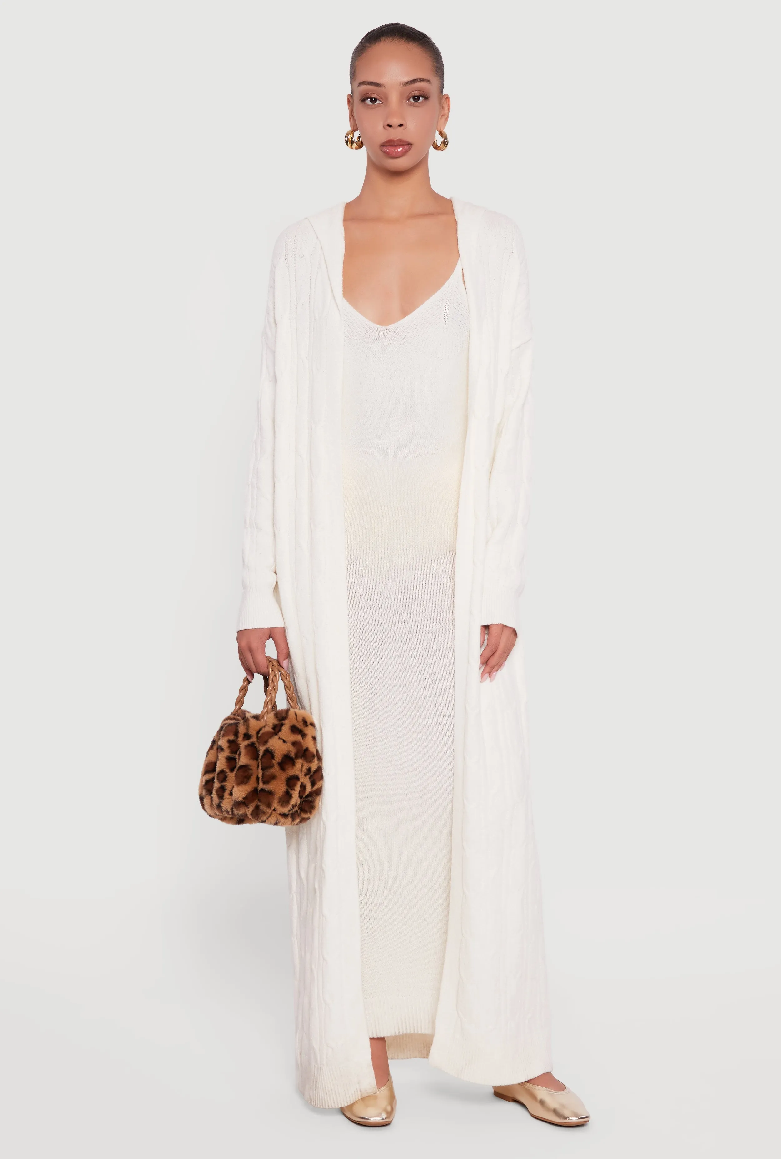 Rosie Hooded Cable Knit Duster Coat sold by Rainbow product image thumbnail 2