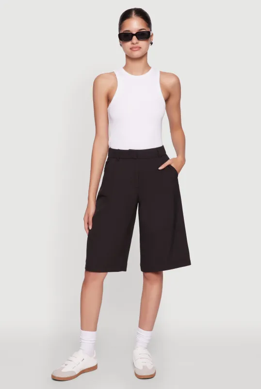 Saylor High Waisted Crepe Knit Bermuda Shorts sold by Rainbow