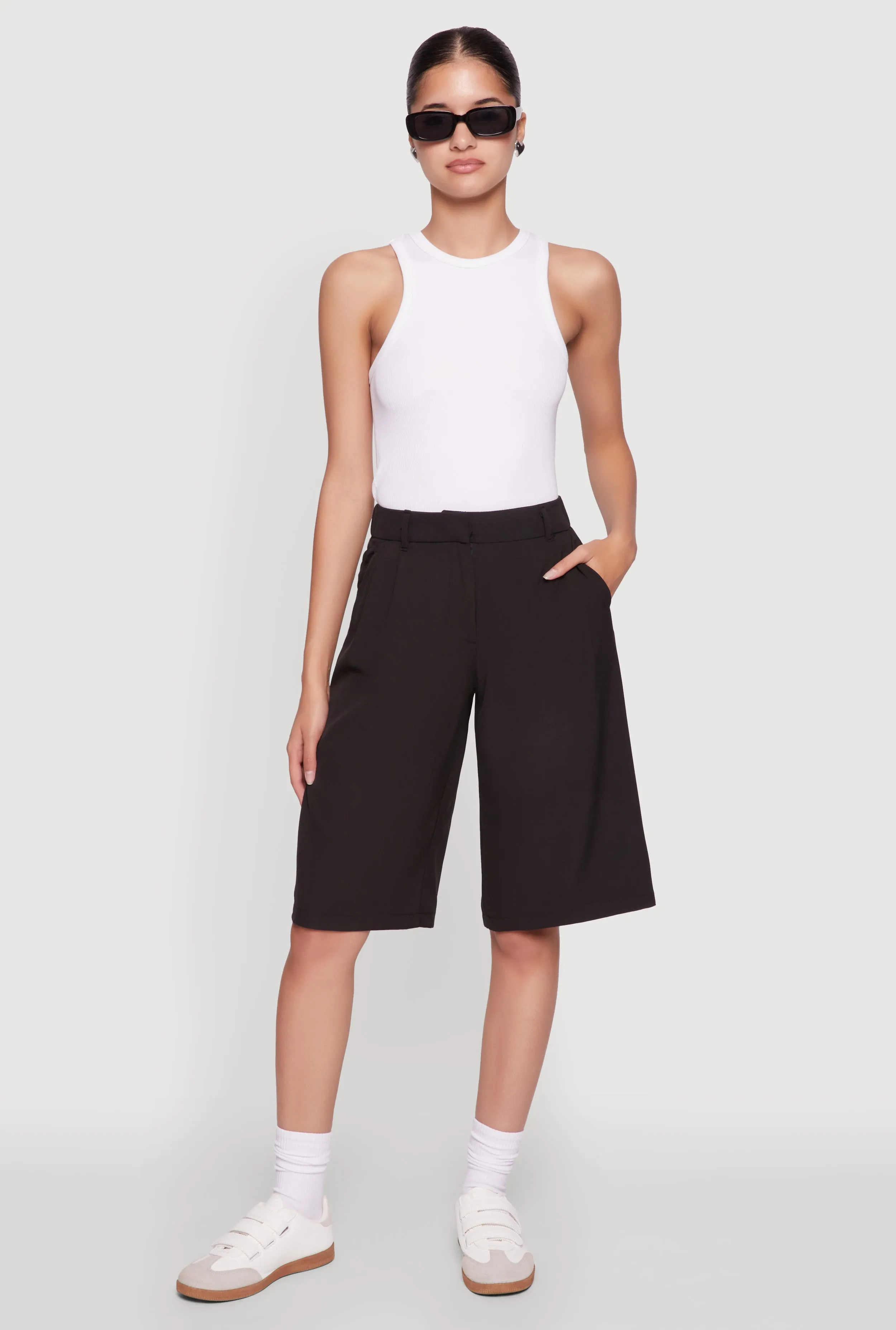 Saylor High Waisted Crepe Knit Bermuda Shorts sold by Rainbow