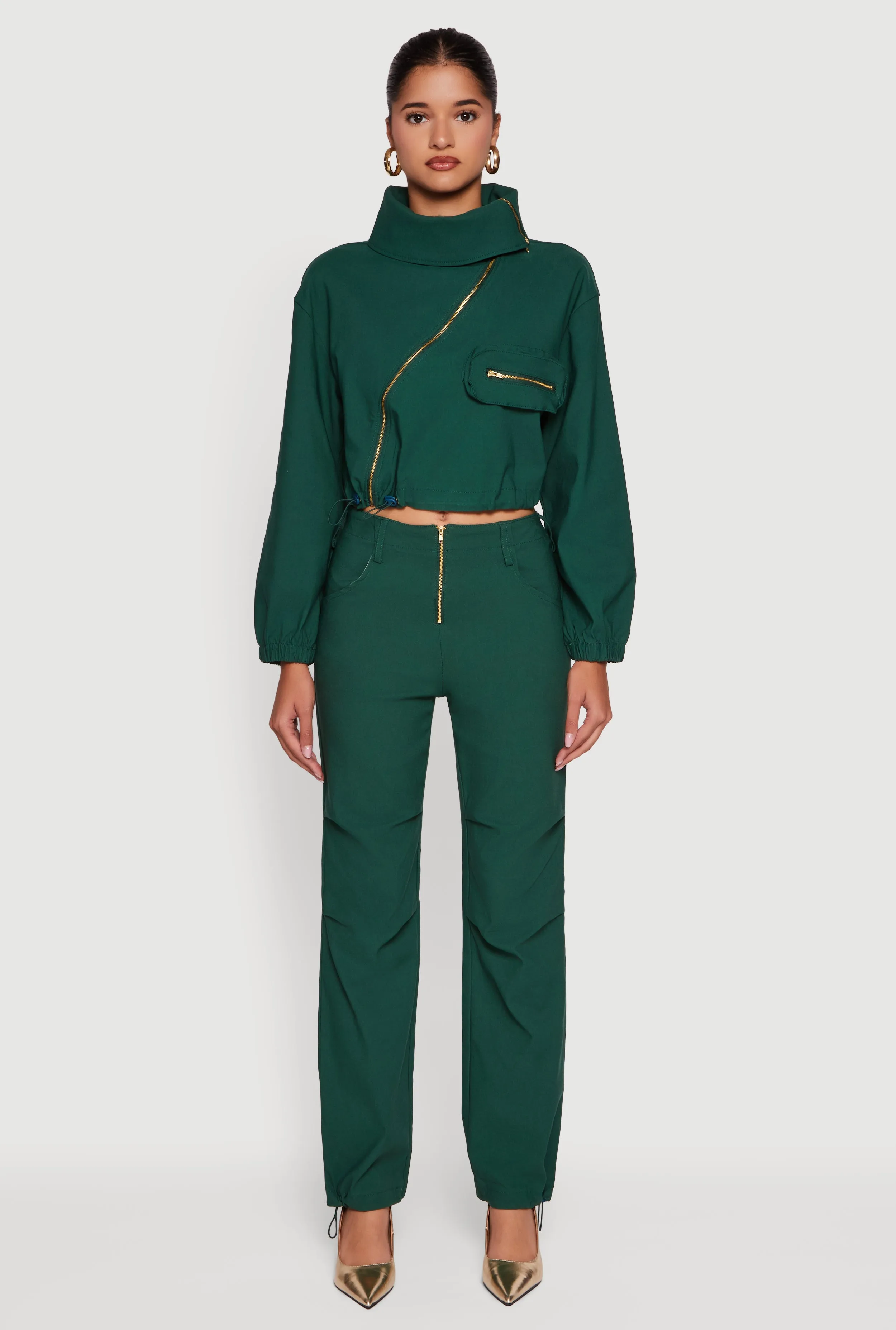 Nala Mid Rise Zip Front Casual Pants Stretch sold by Rainbow product image thumbnail 2