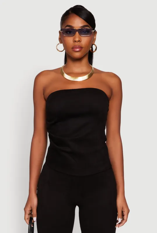 Zariyah Faux Suede Ruched Tube Top sold by Rainbow