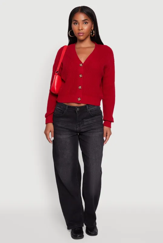 Dalia Classic V-Neck Button Front Cardigan sold by Rainbow