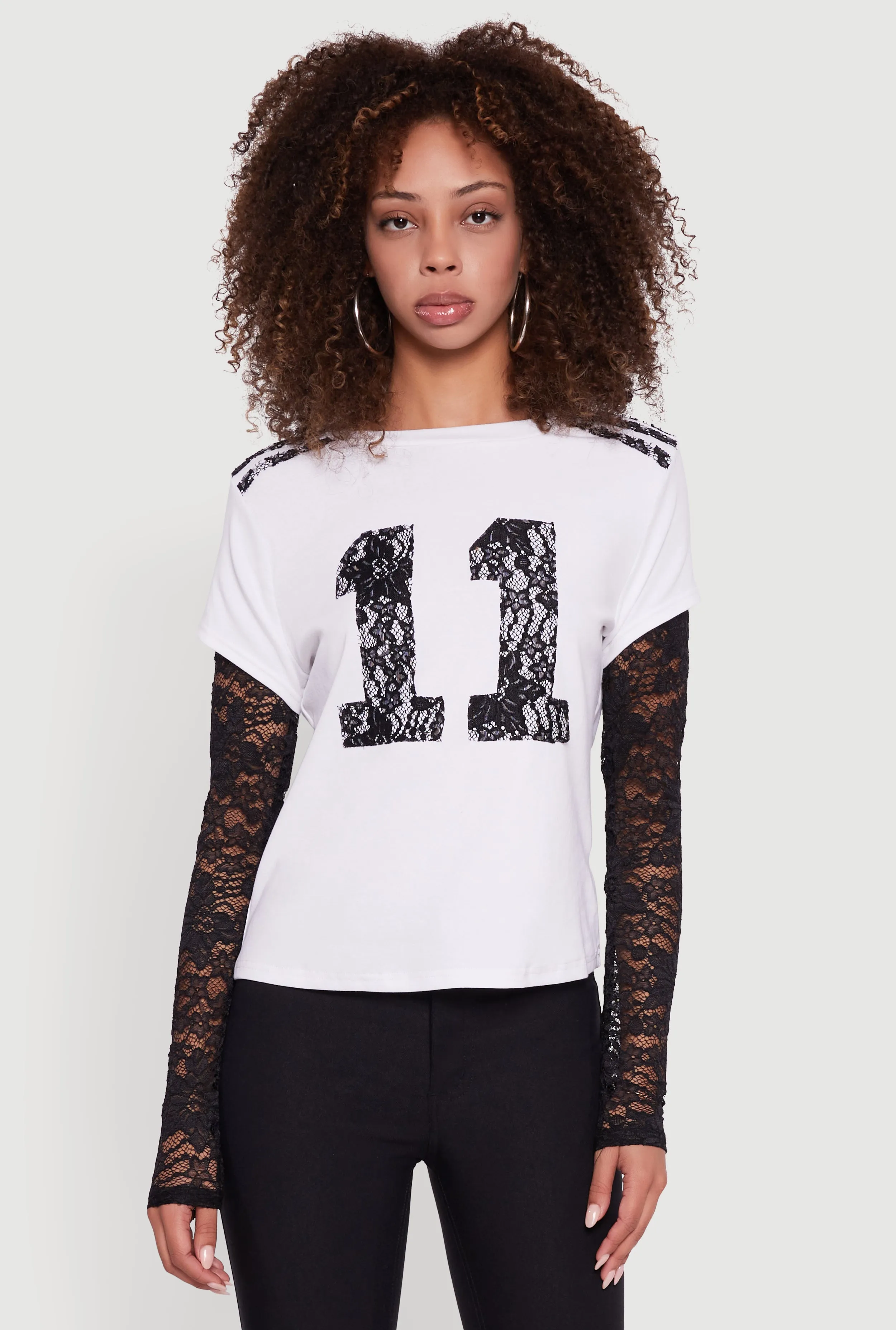 Presley Lace Detail Graphic Long Sleeve Top sold by Rainbow product image thumbnail 2