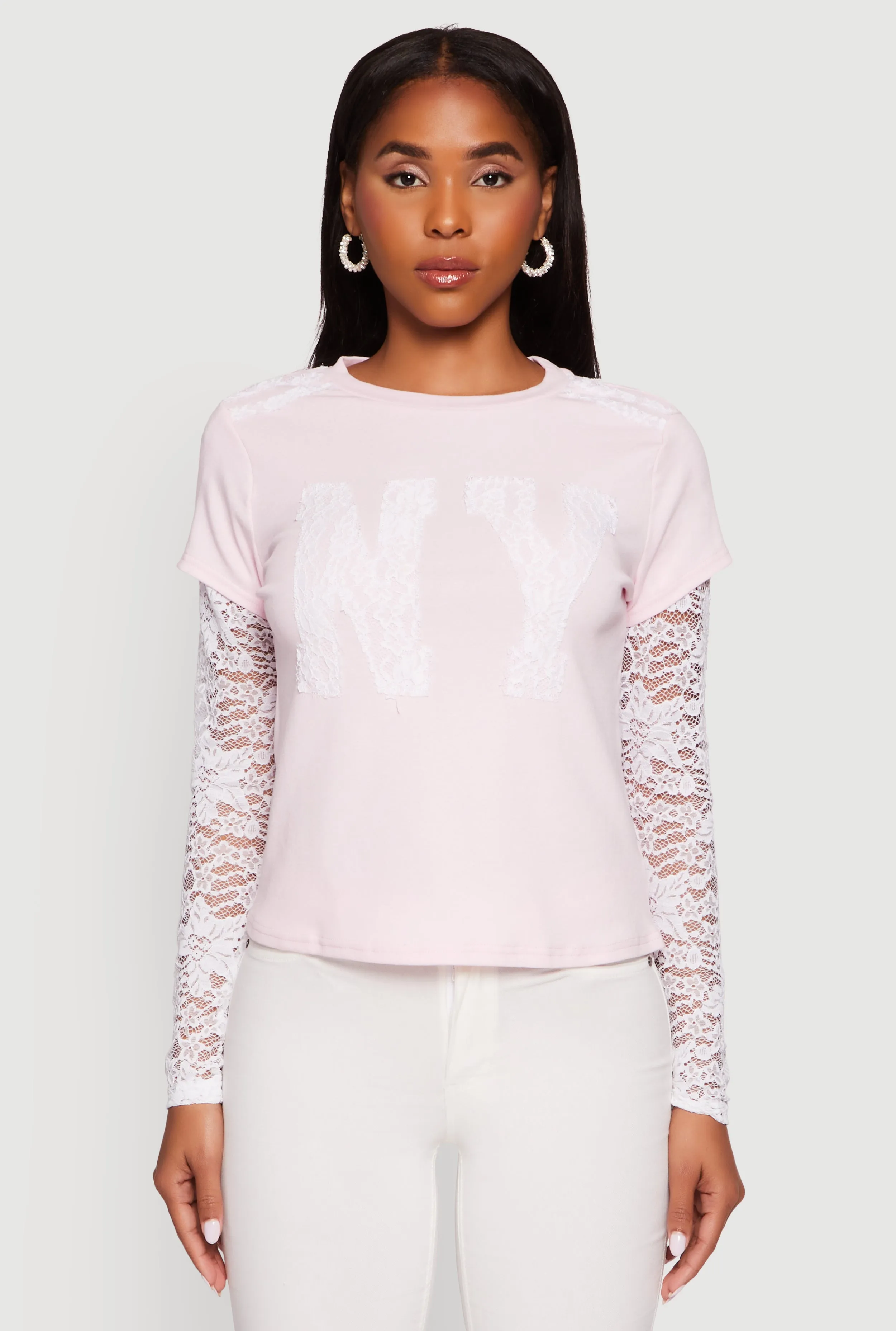 Presley Lace Detail Graphic Long Sleeve Top sold by Rainbow product image thumbnail 2