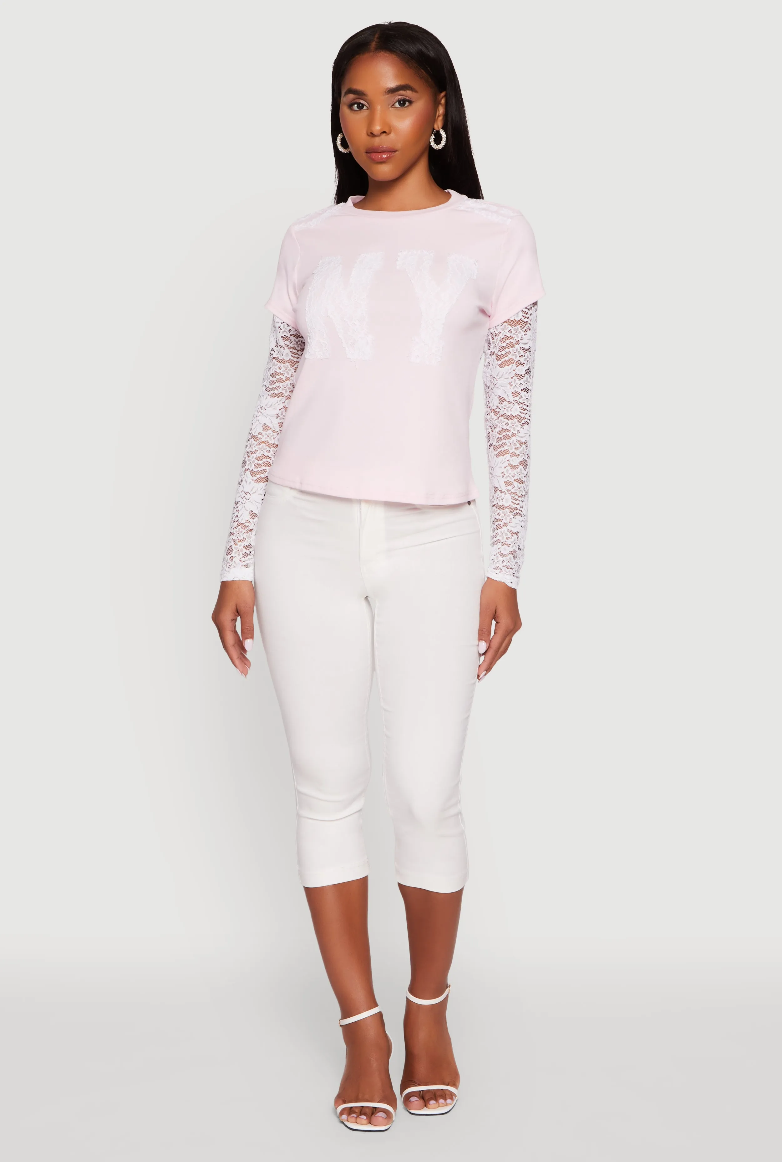 Presley Lace Detail Graphic Long Sleeve Top sold by Rainbow product image thumbnail 3