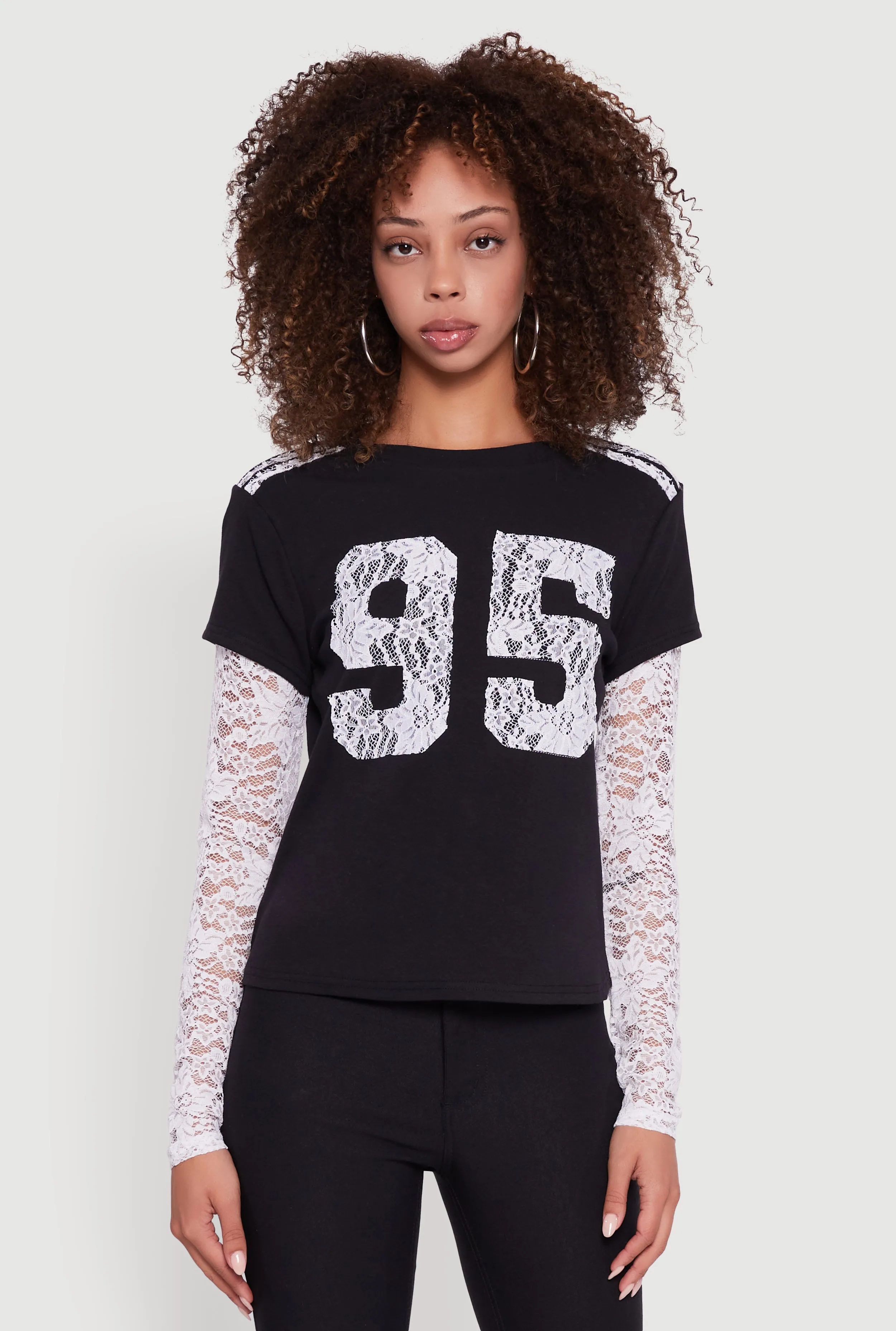 Presley Lace Detail Graphic Long Sleeve Top sold by Rainbow product image thumbnail 2