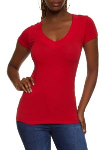Basic V Neck Short Sleeve Tee sold by Rainbow