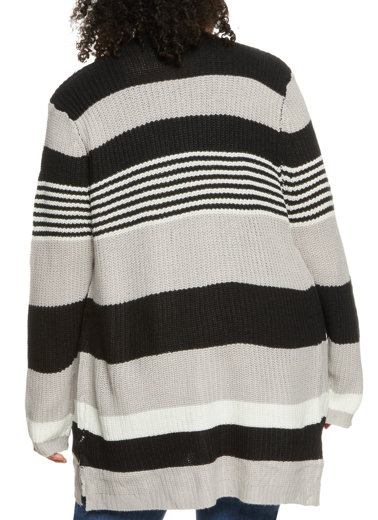 Plus Size Stripe Patterned Knit Cardigan sold by Rainbow product image thumbnail 2
