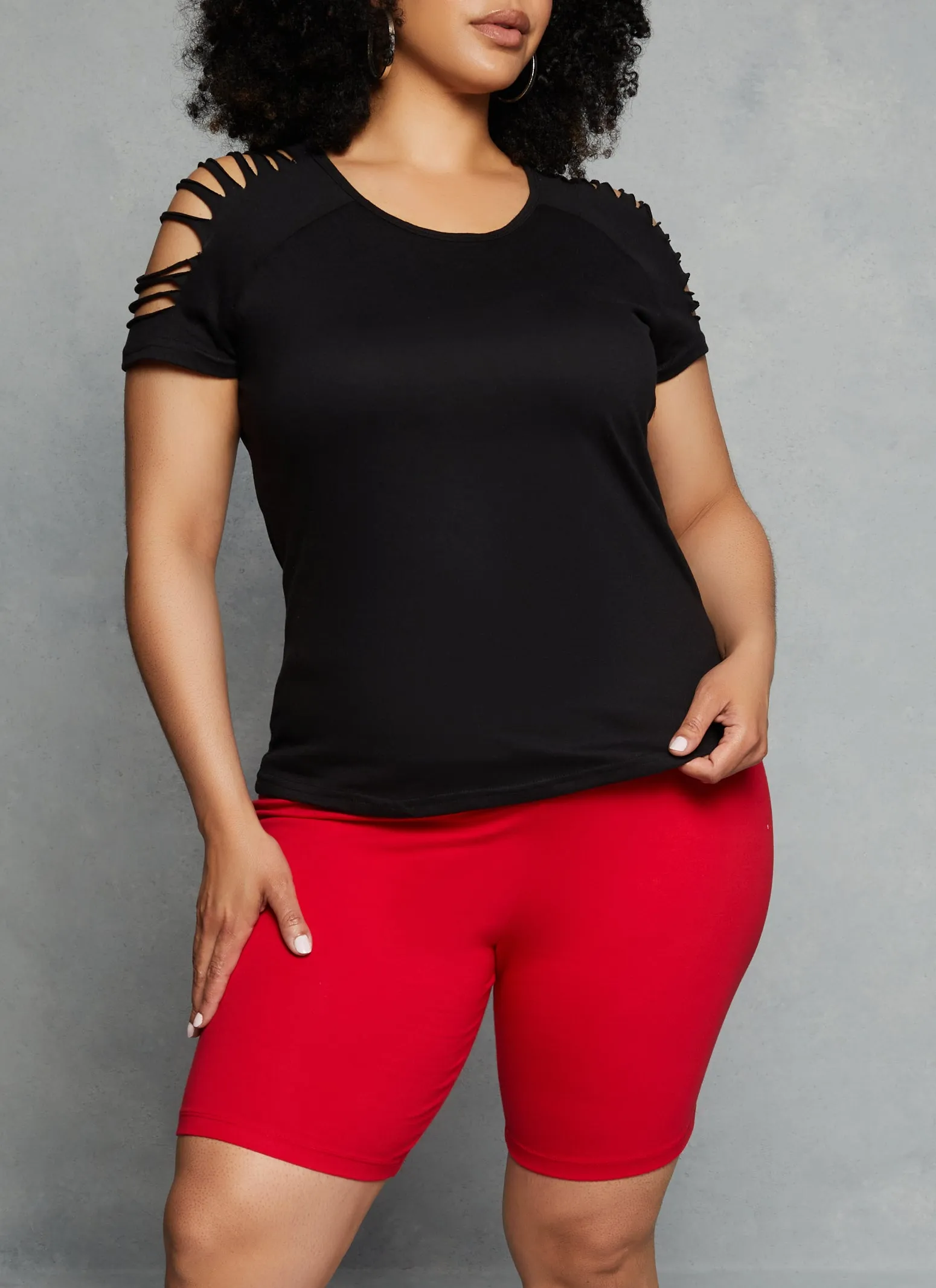 Plus Size Solid High Waisted Biker Shorts sold by Rainbow product image thumbnail 3