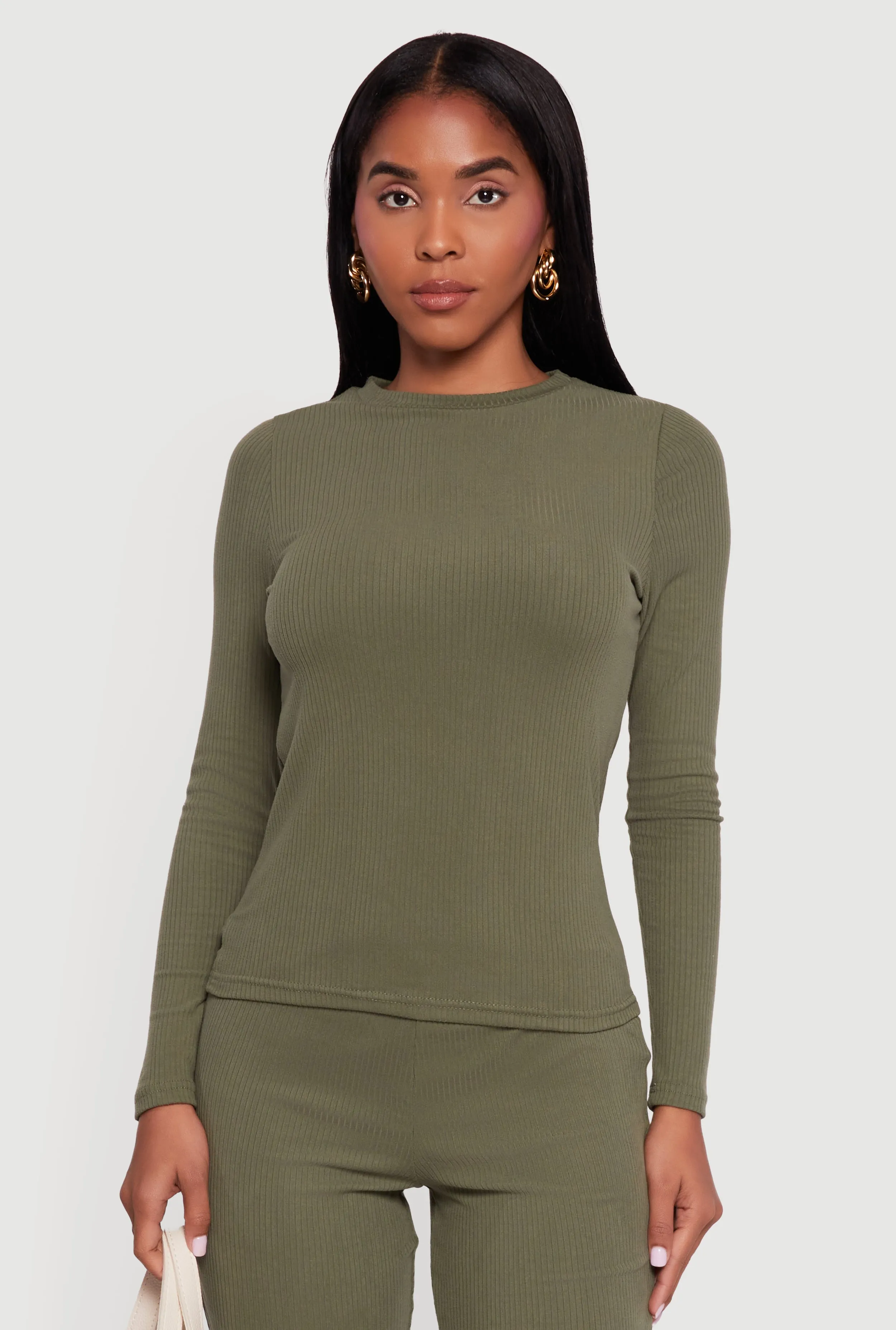 Ribbed Knit Long Sleeve Crew Neck Top sold by Rainbow product image thumbnail 5