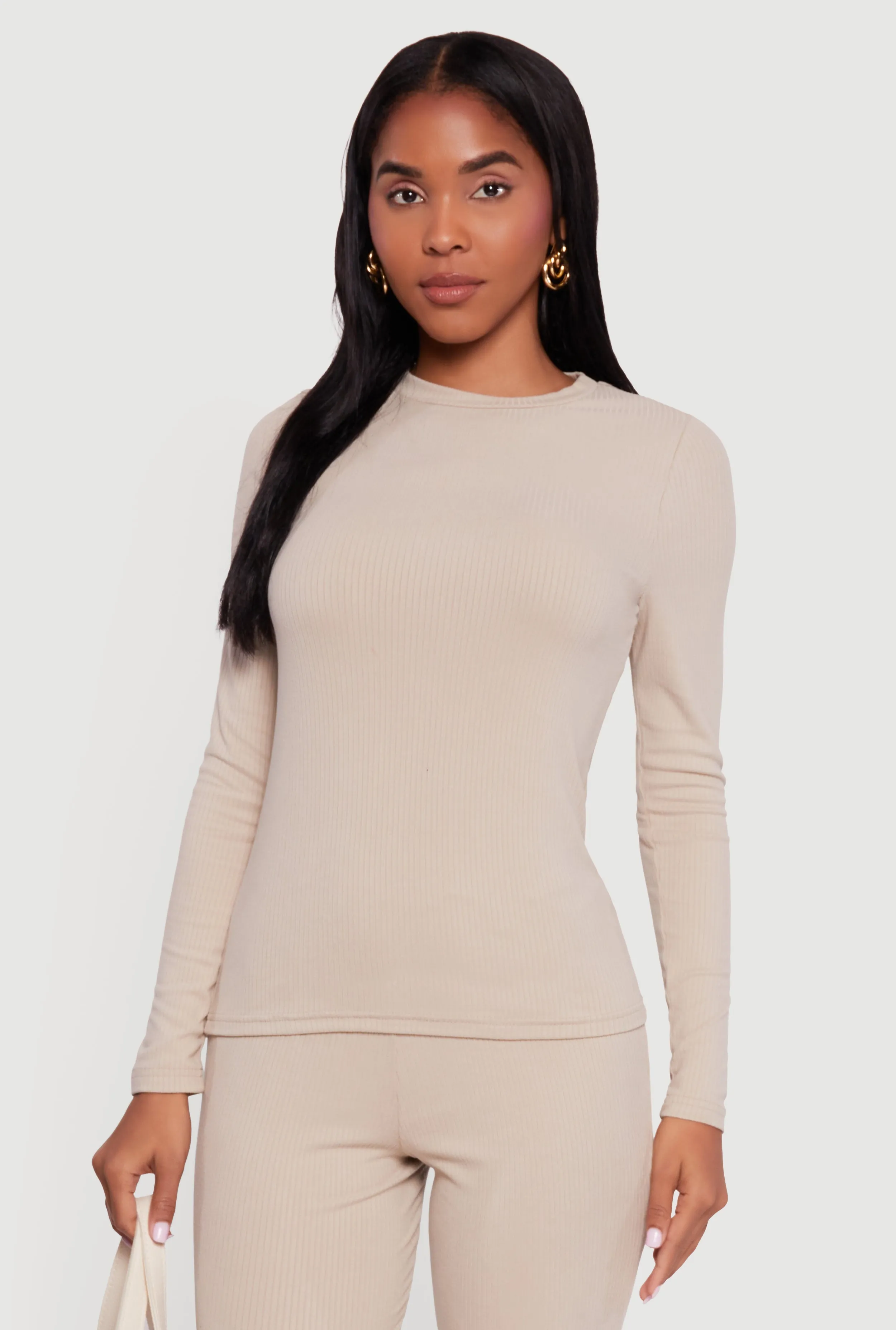 Ribbed Knit Long Sleeve Crew Neck Top sold by Rainbow product image thumbnail 2