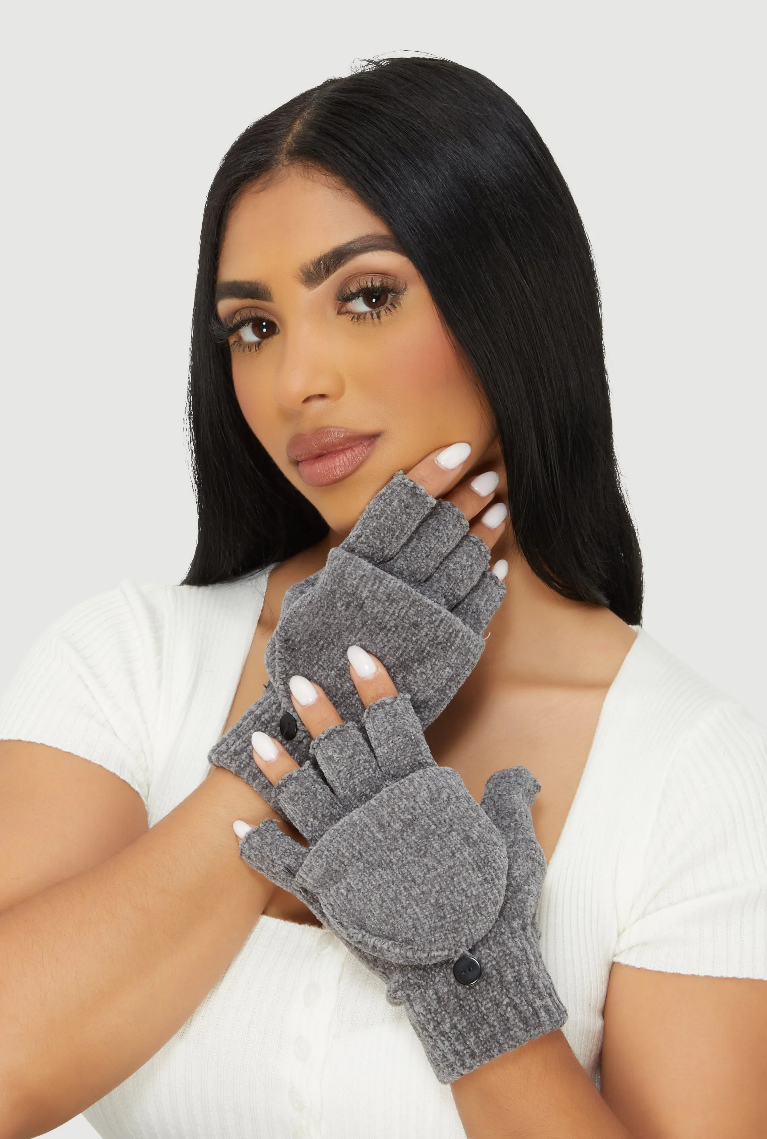 Marled Convertible Fingerless Flip Mittens sold by Rainbow product image thumbnail 2