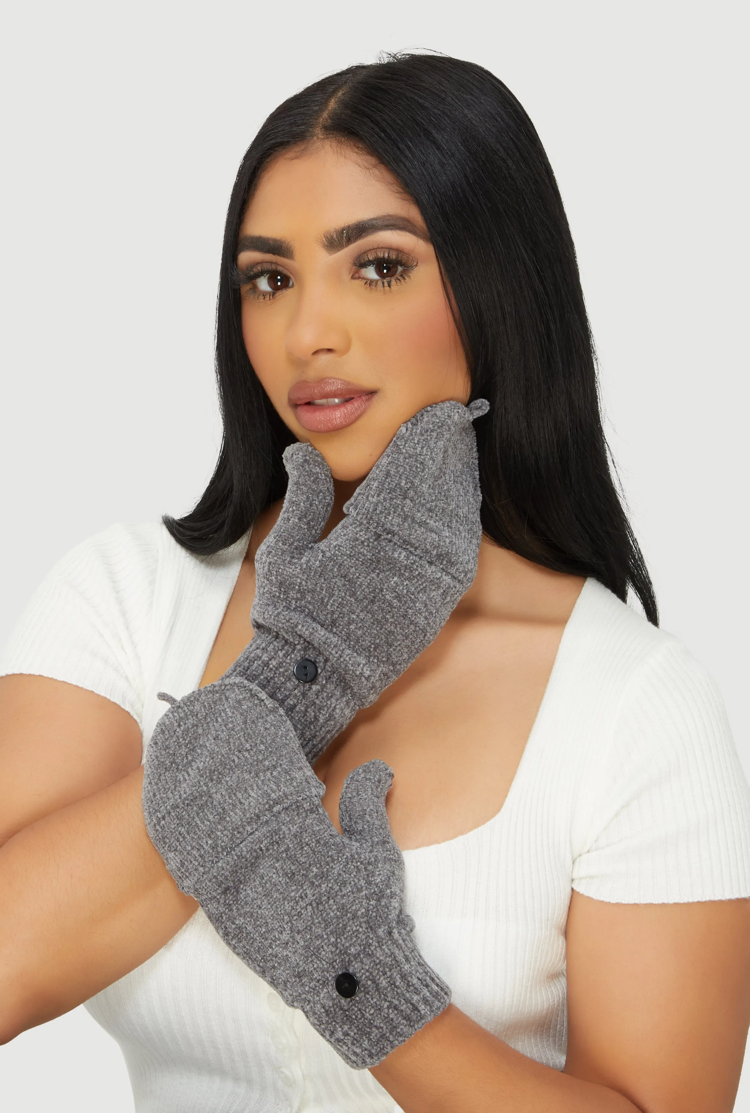 Marled Convertible Fingerless Flip Mittens sold by Rainbow product image thumbnail 3