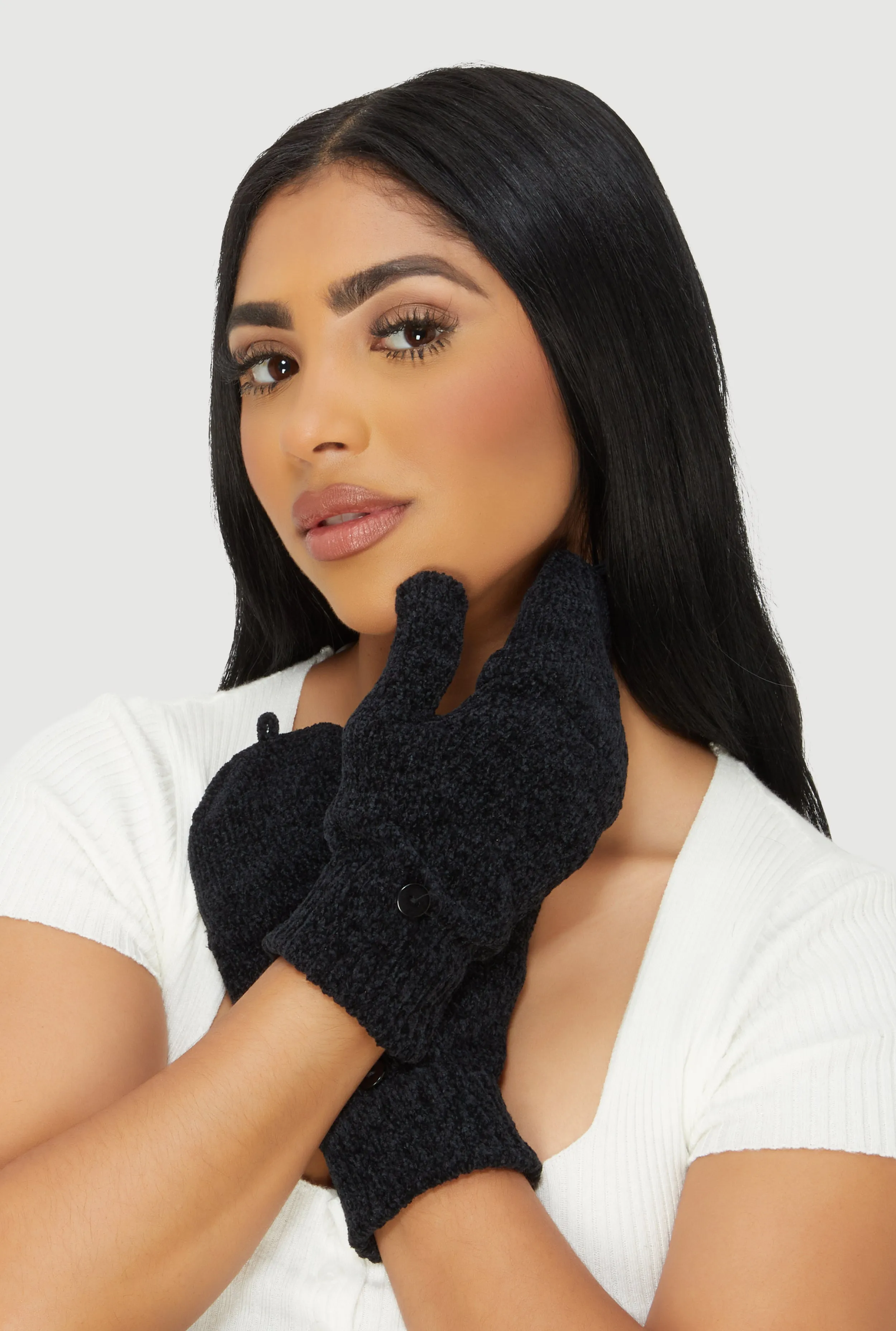 Marled Convertible Fingerless Flip Mittens sold by Rainbow product image thumbnail 3