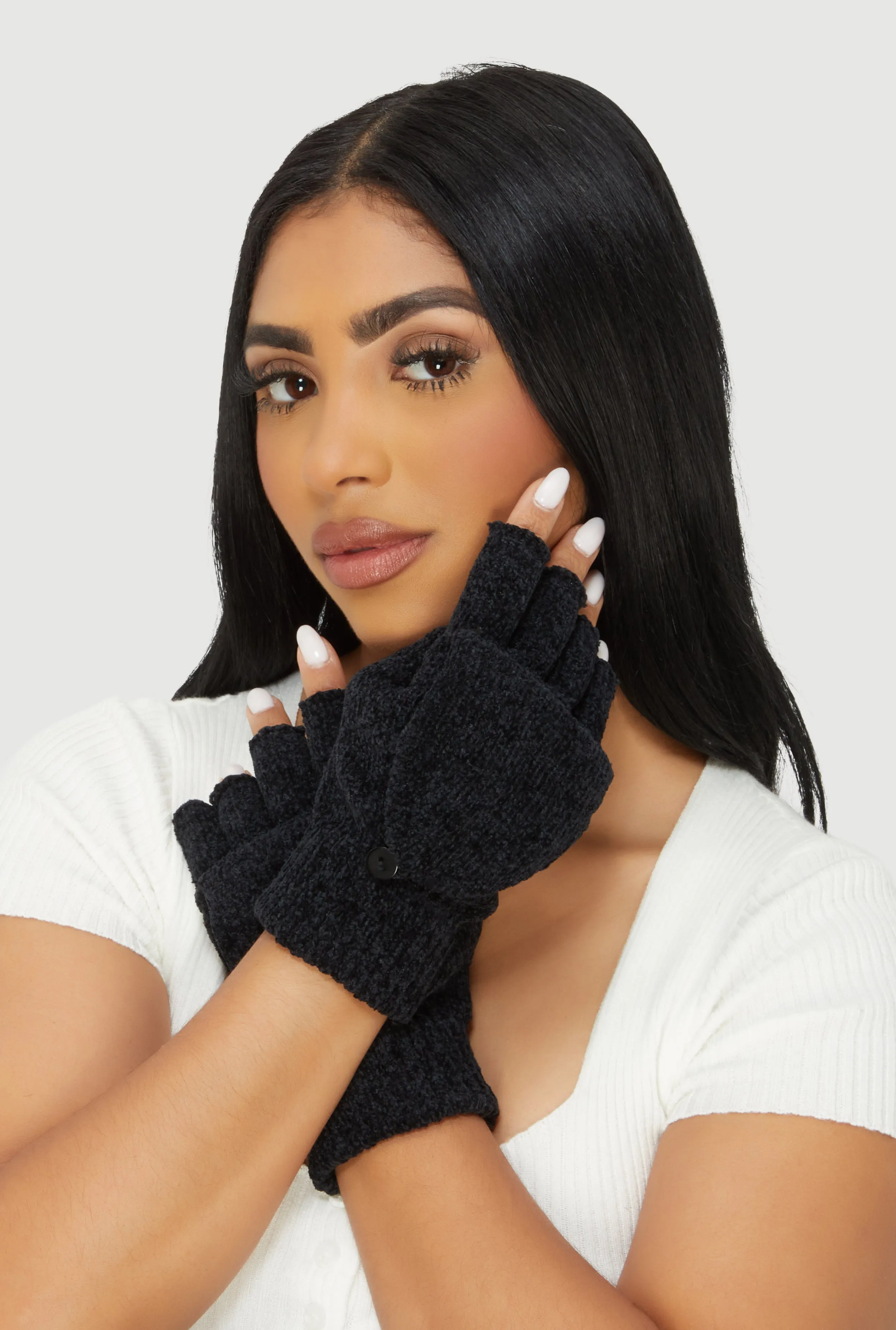 Marled Convertible Fingerless Flip Mittens sold by Rainbow product image thumbnail 2