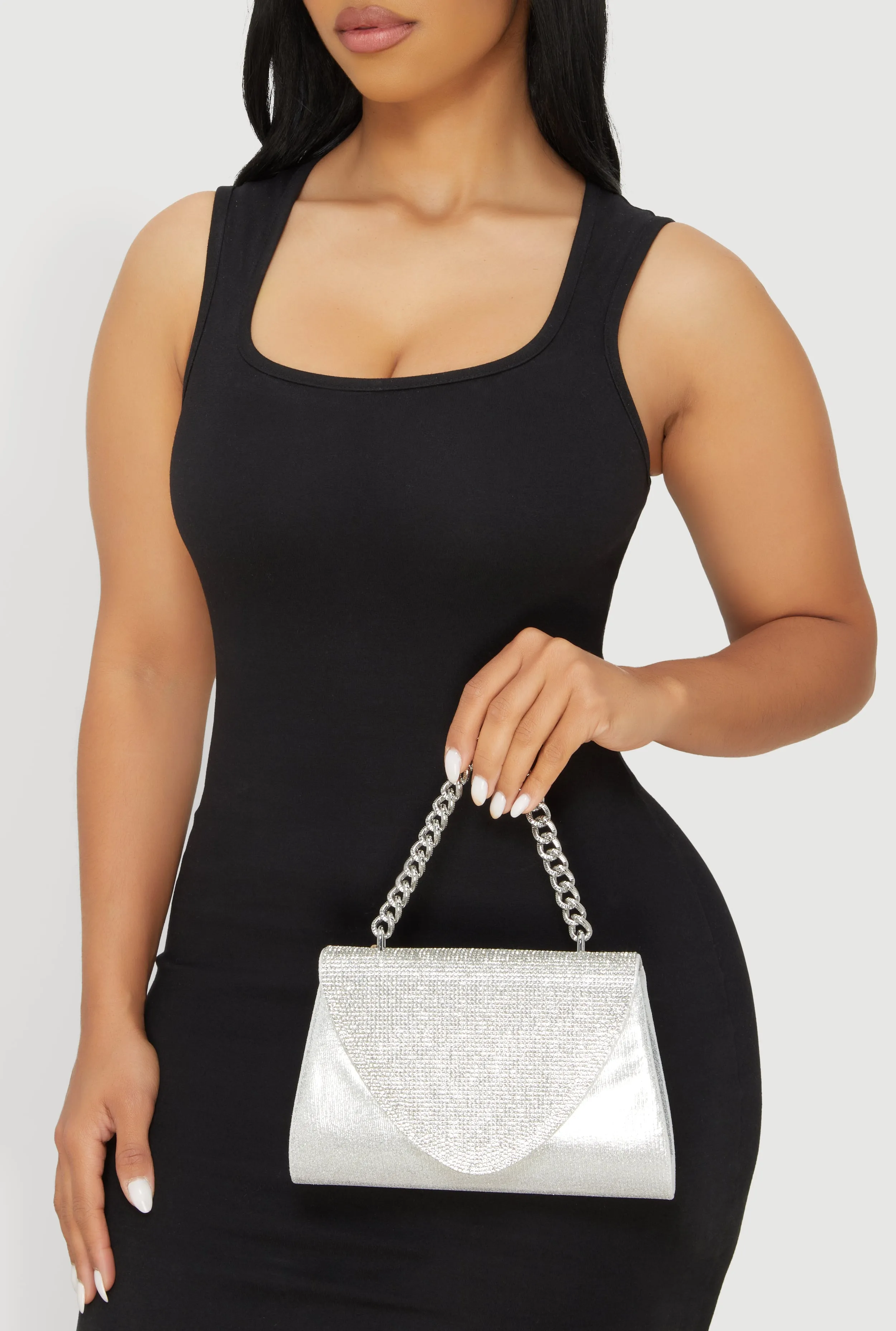 Rhinestone Flap Convertible Crossbody Handbag sold by Rainbow product image thumbnail 2