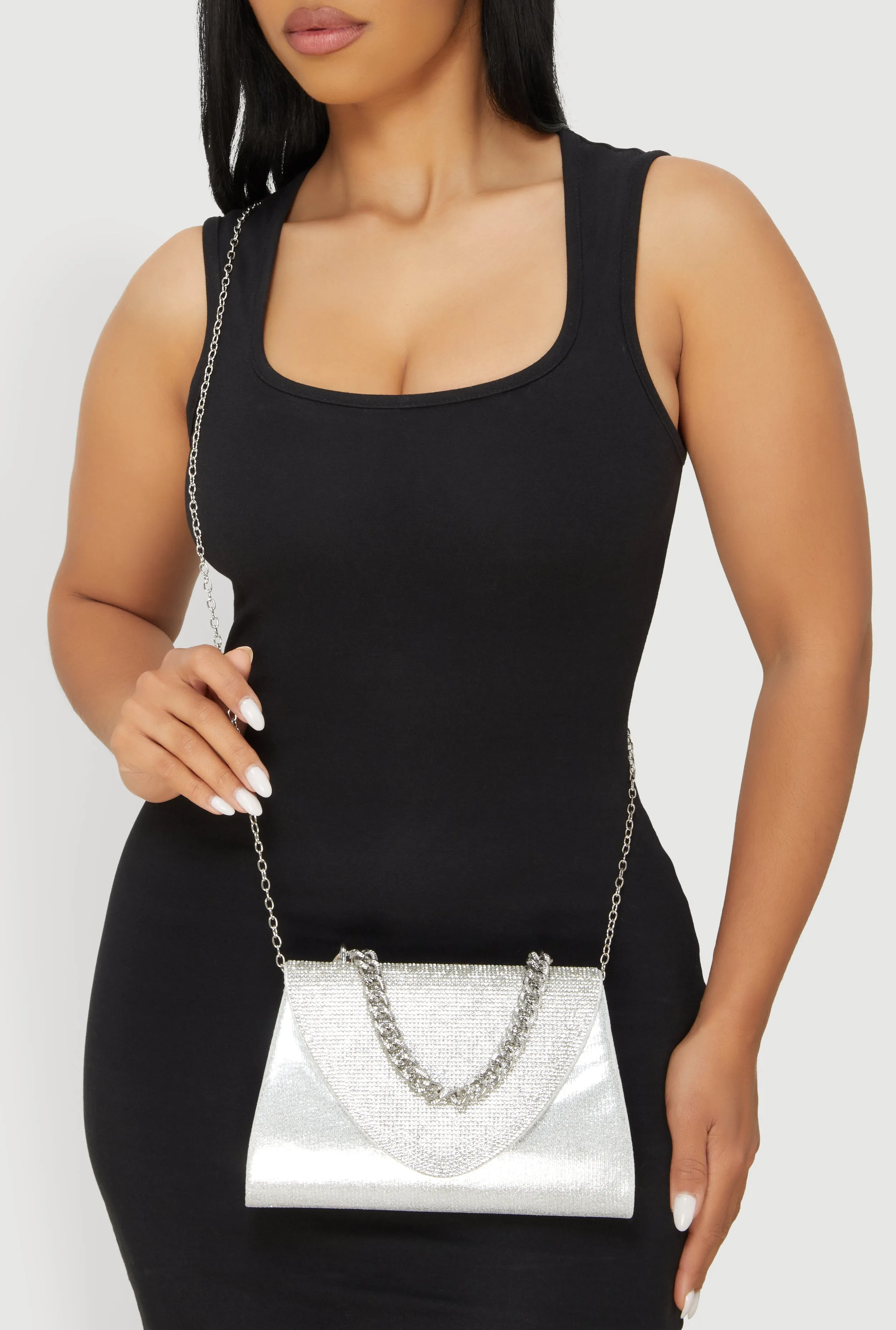 Rhinestone Flap Convertible Crossbody Handbag sold by Rainbow product image thumbnail 3