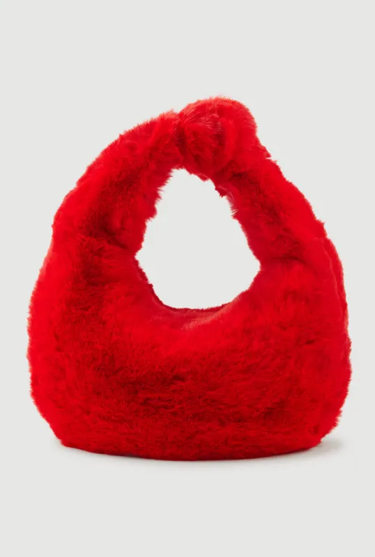 Faux Fur Knot Handle Handbag sold by Rainbow