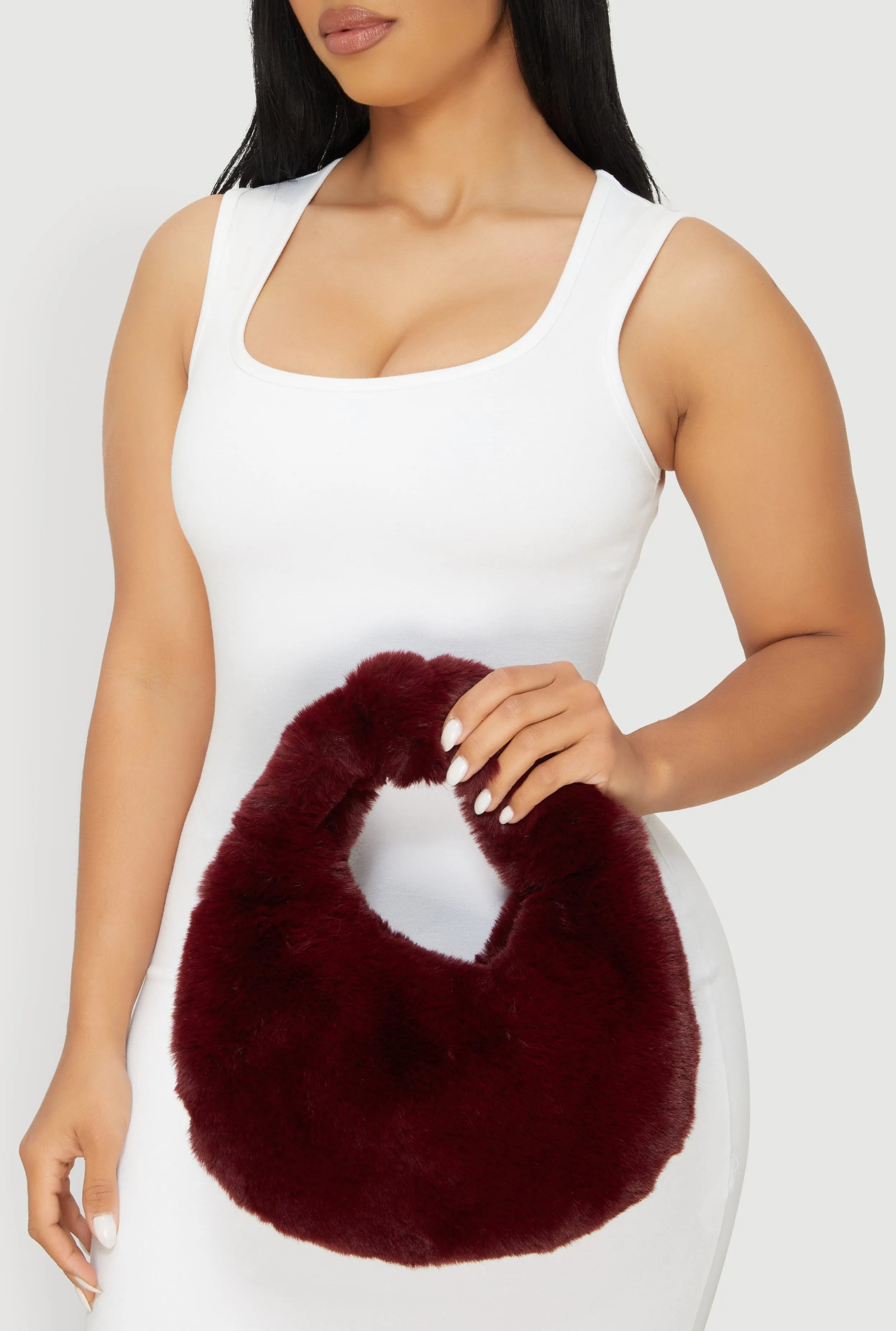 Faux Fur Knot Handle Handbag sold by Rainbow product image thumbnail 2