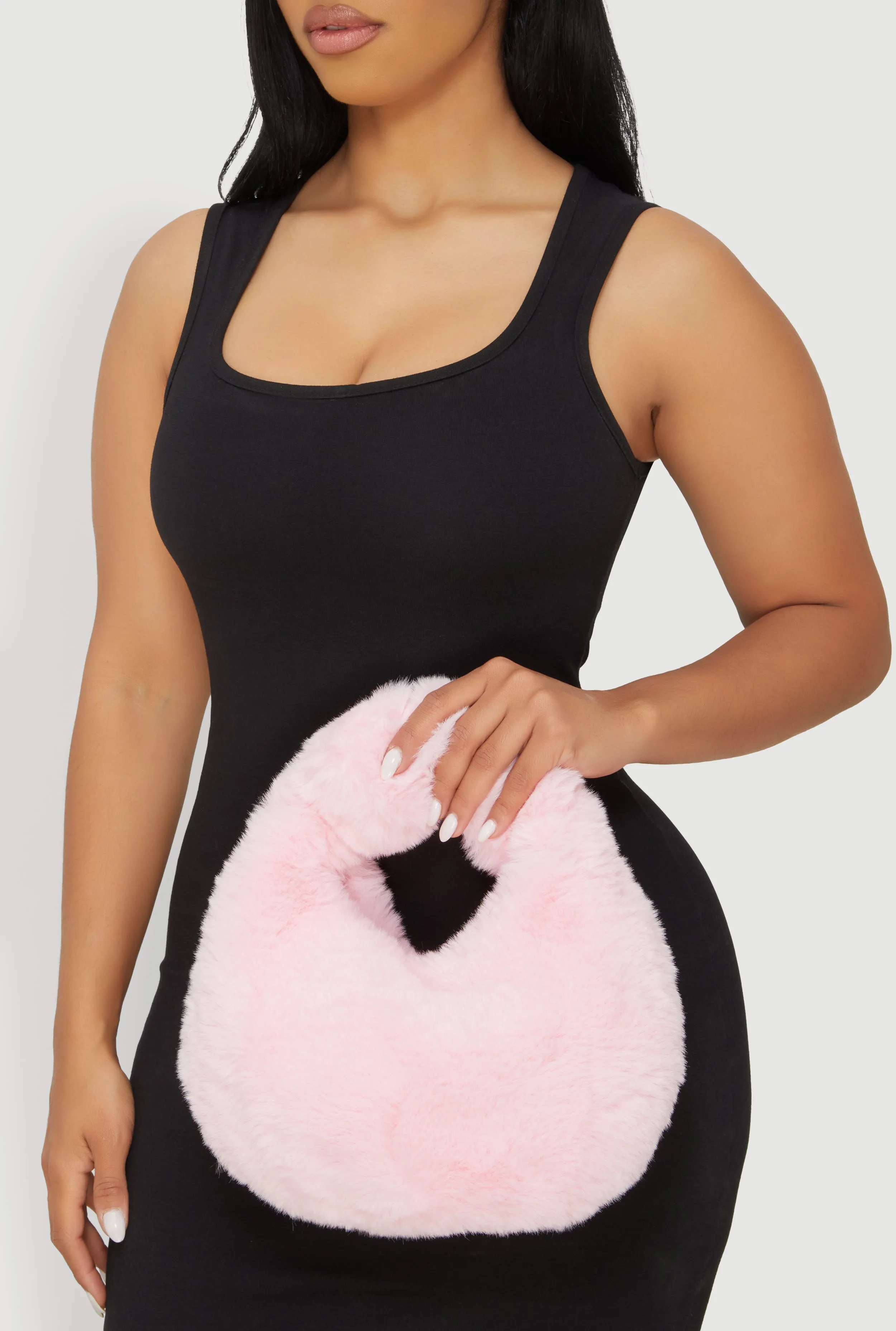 Faux Fur Knot Handle Handbag sold by Rainbow product image thumbnail 2