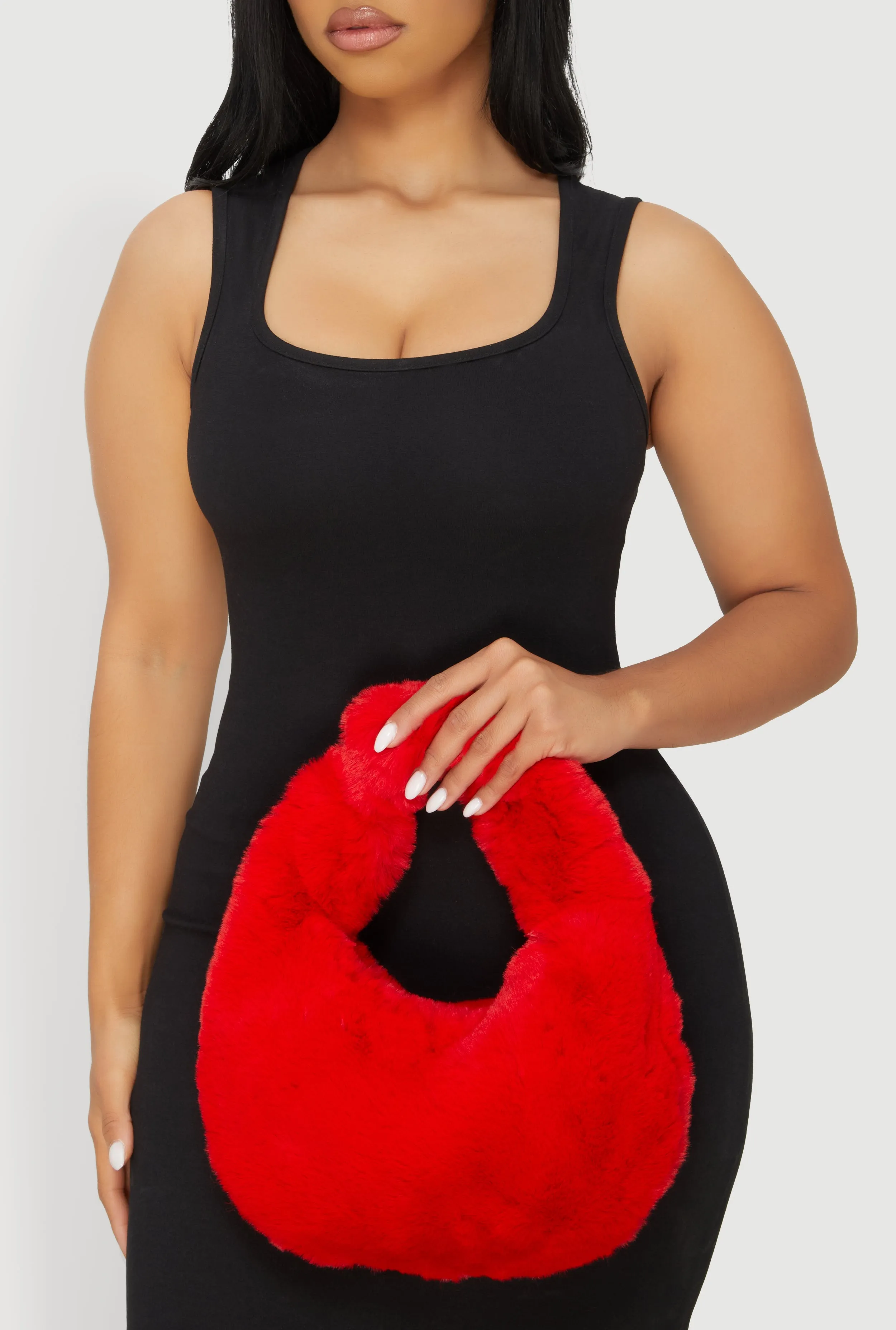 Faux Fur Knot Handle Handbag sold by Rainbow product image thumbnail 2