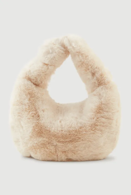 Faux Fur Knot Handle Handbag sold by Rainbow