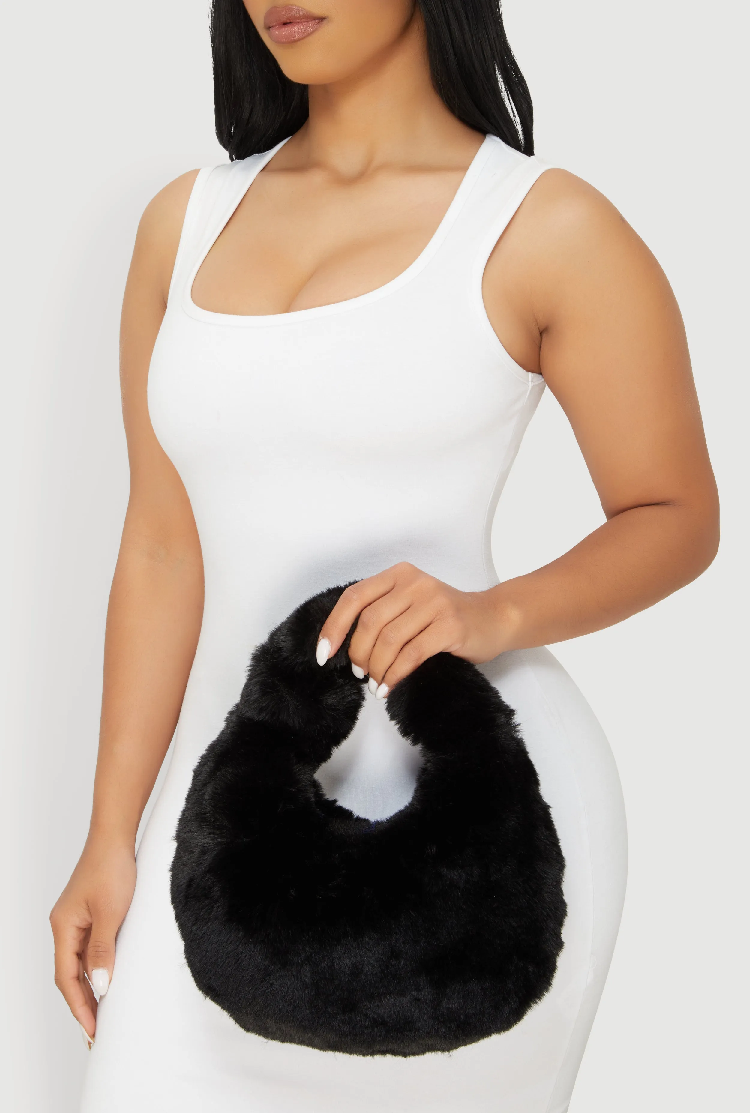Faux Fur Knot Handle Handbag sold by Rainbow product image thumbnail 2