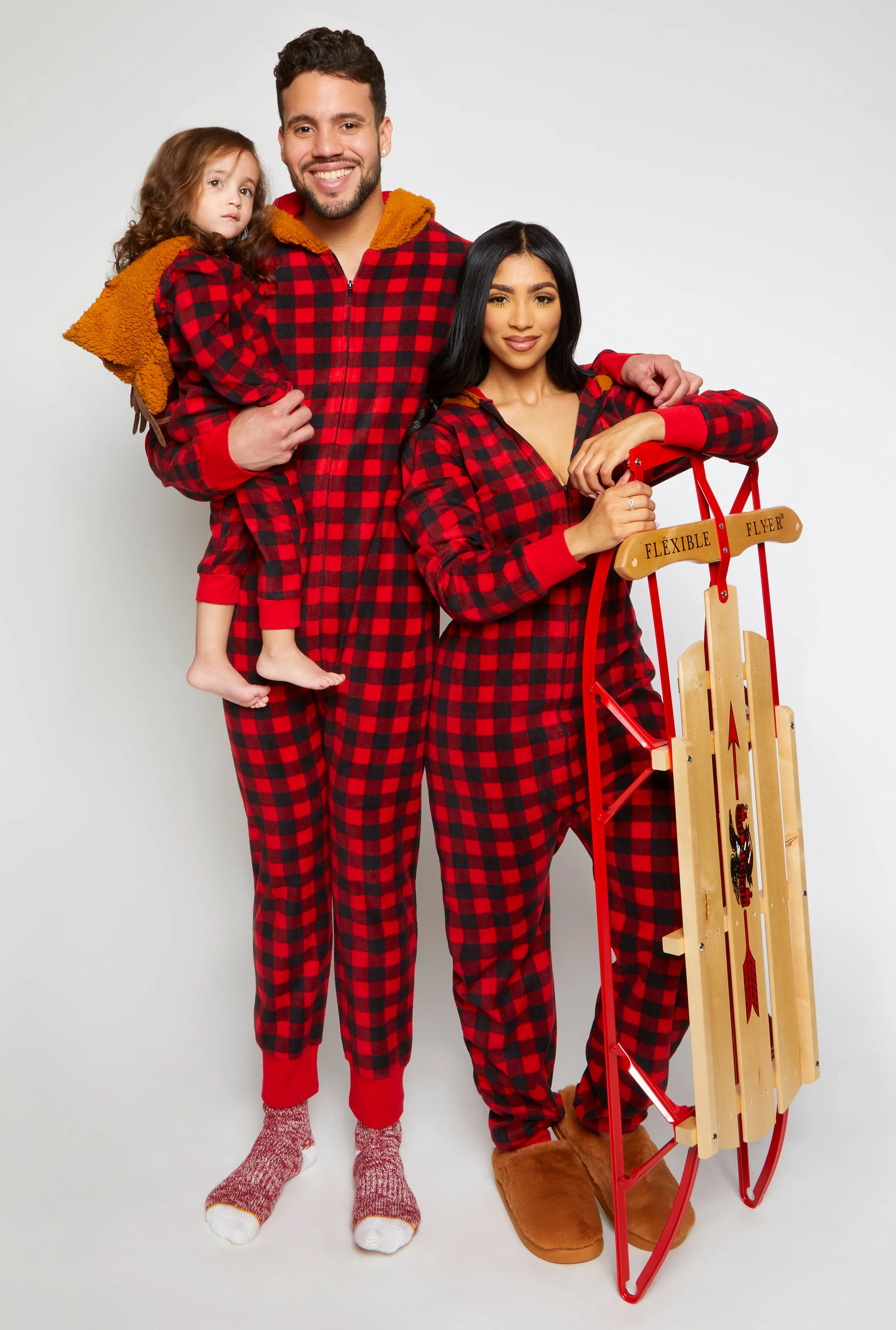 Mens Matching Reindeer Hooded Plaid Onesie Family Pajamas sold by Rainbow product image thumbnail 2