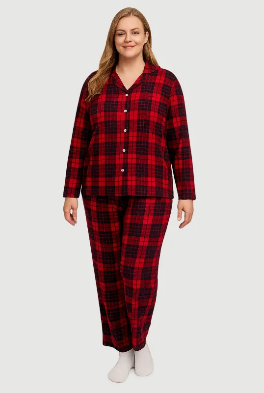 Plus Size Matching Buffalo Plaid Family Pajamas sold by Rainbow