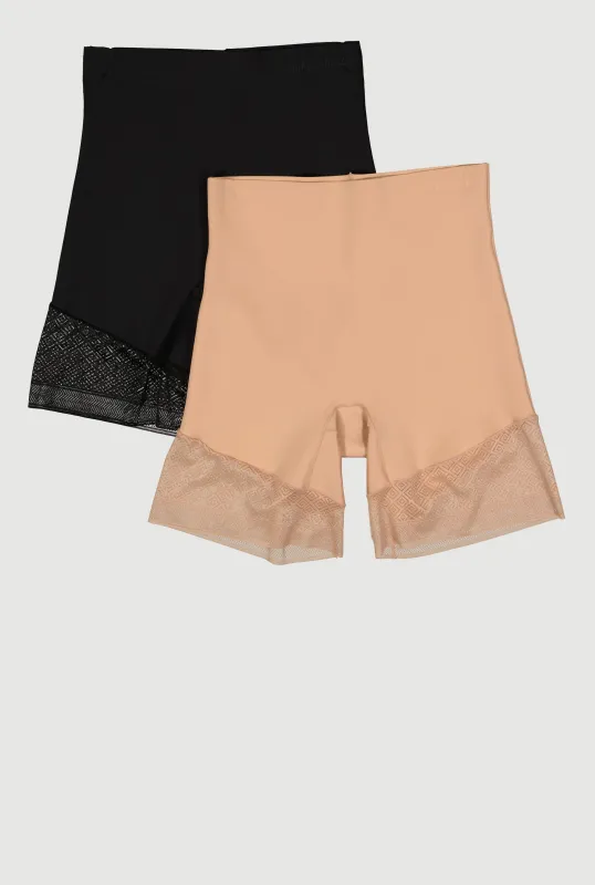 High Waisted Lace Detail Shapewear Shorts 2 Pack sold by Rainbow